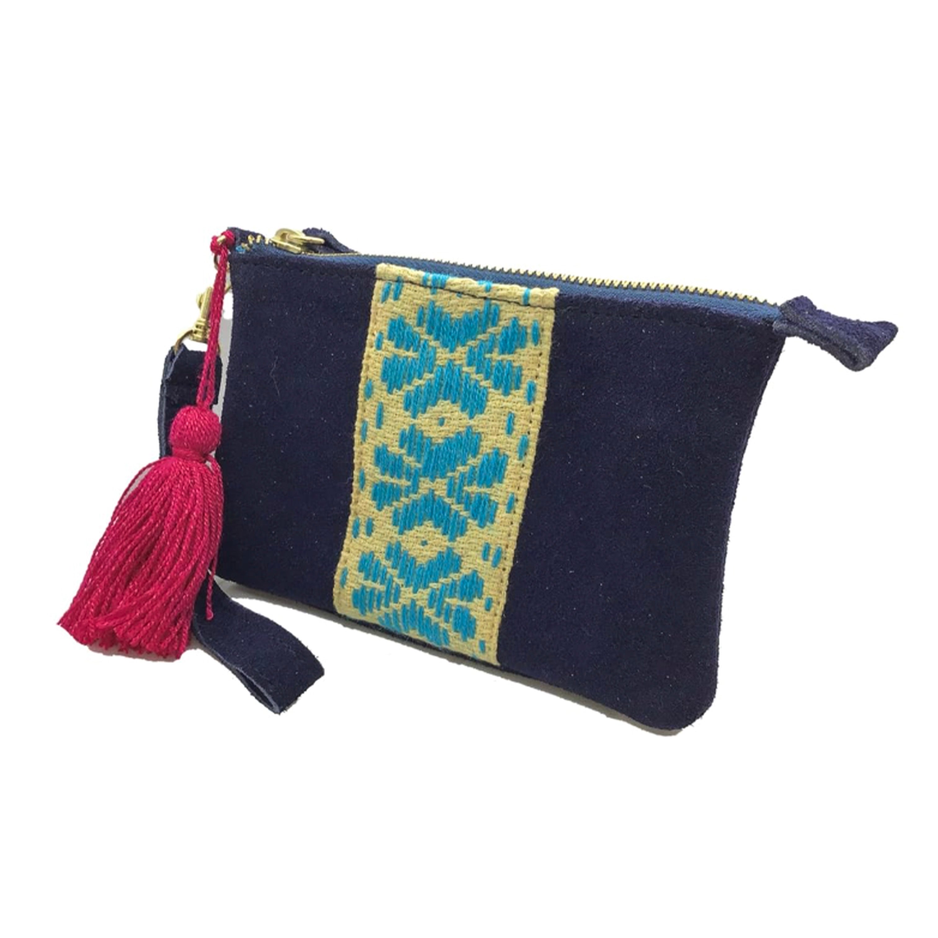 Muñequera Bordado a Mano "Rosario" – Azul – Raízal