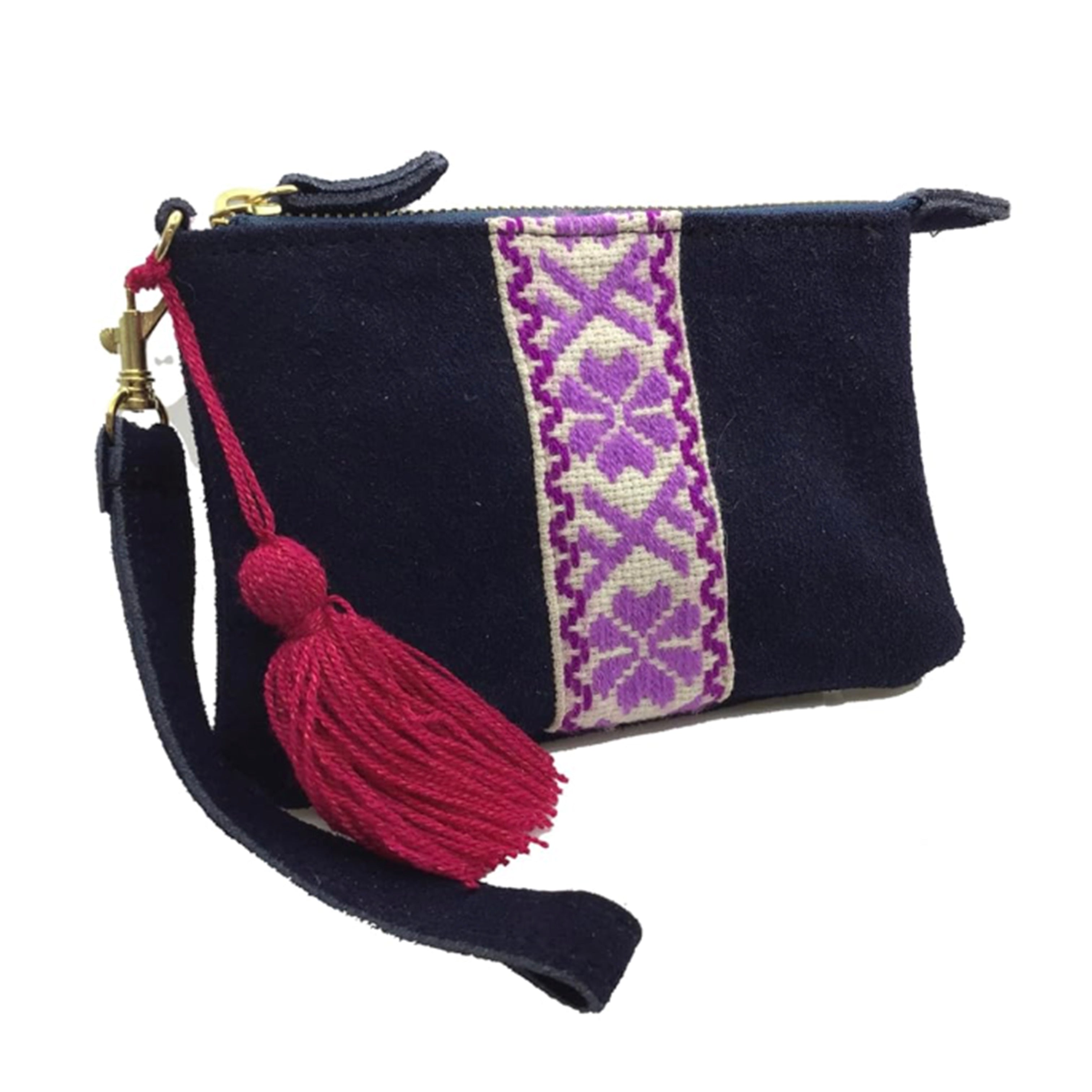 Muñequera Bordado a Mano "Rosario" – Morado – Raízal
