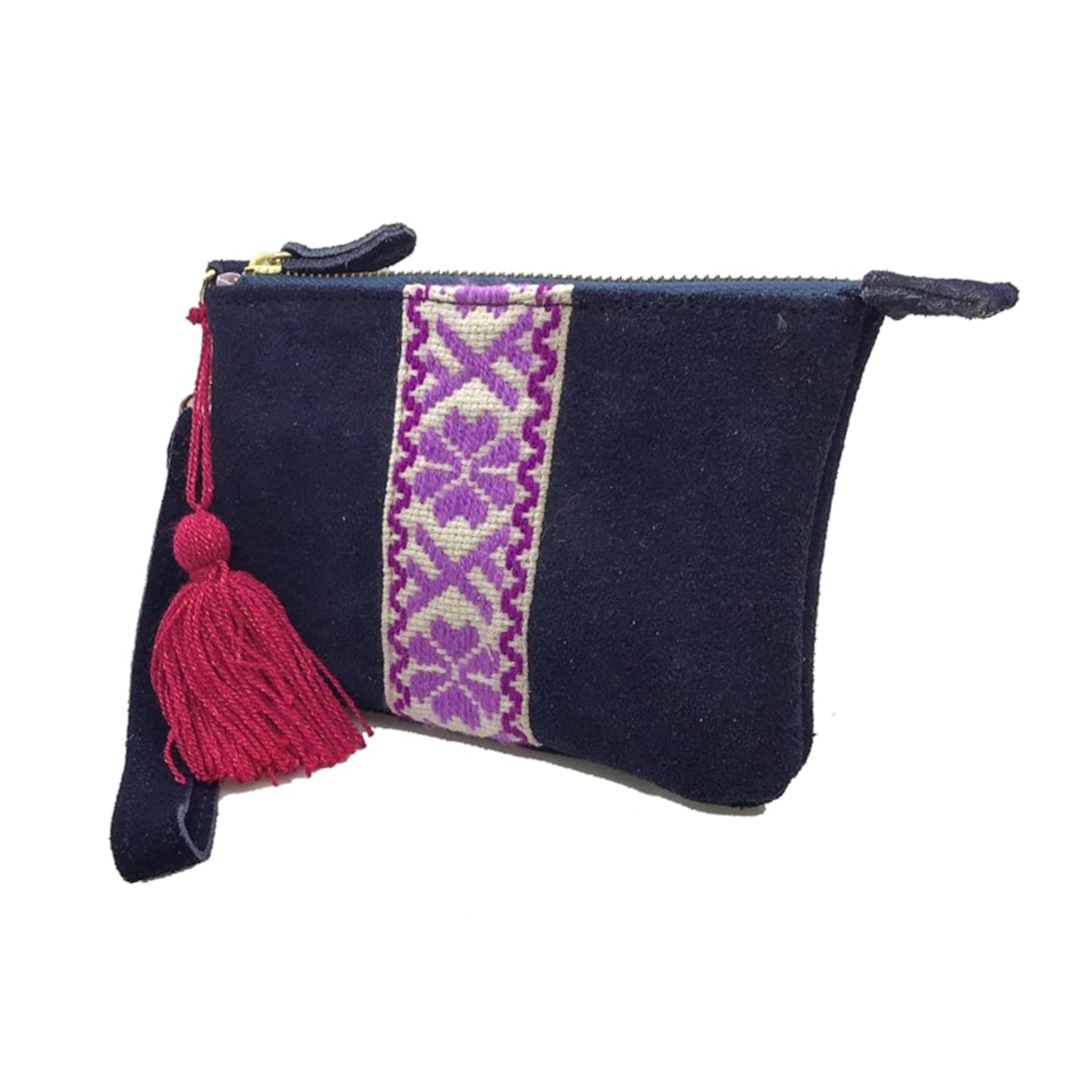 Muñequera Bordado a Mano "Rosario" – Morado – Raízal