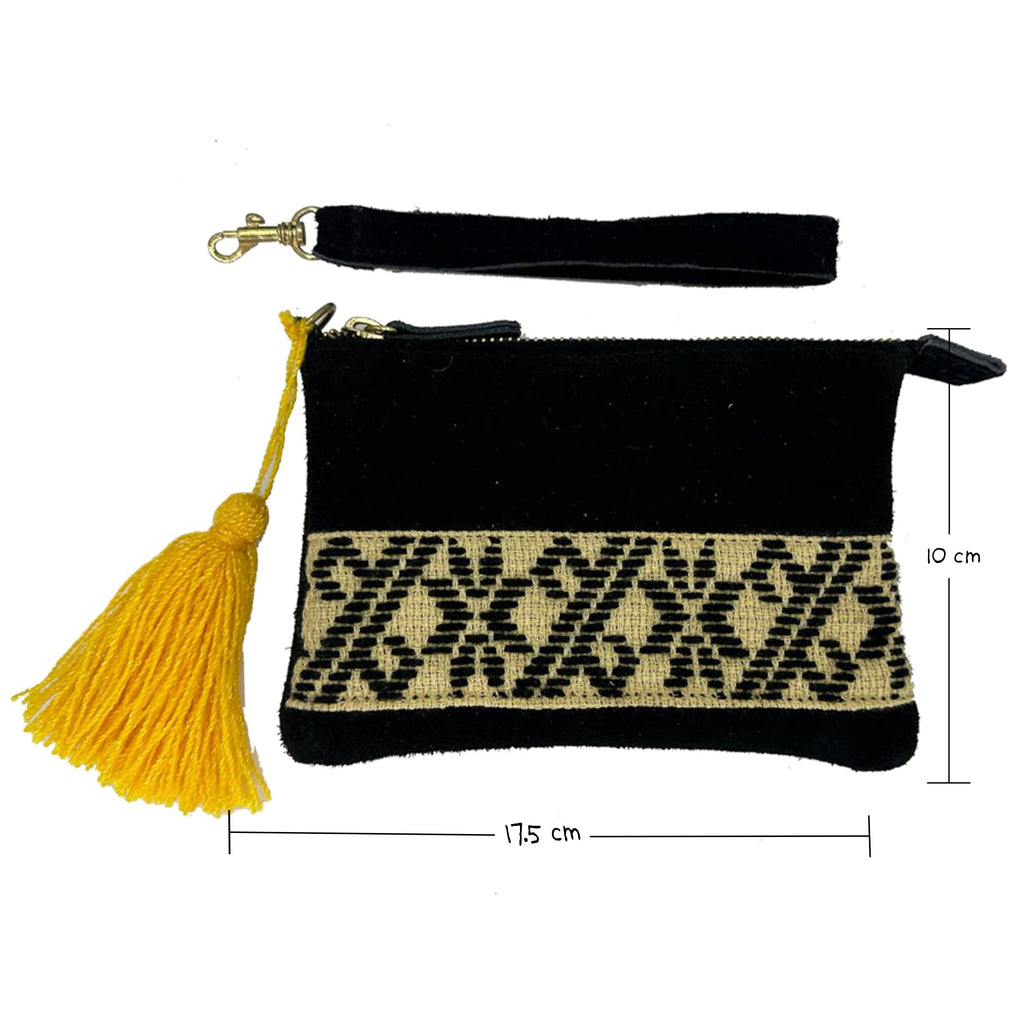 Muñequera Bordado a Mano "Rosario" – Negro – Raízal