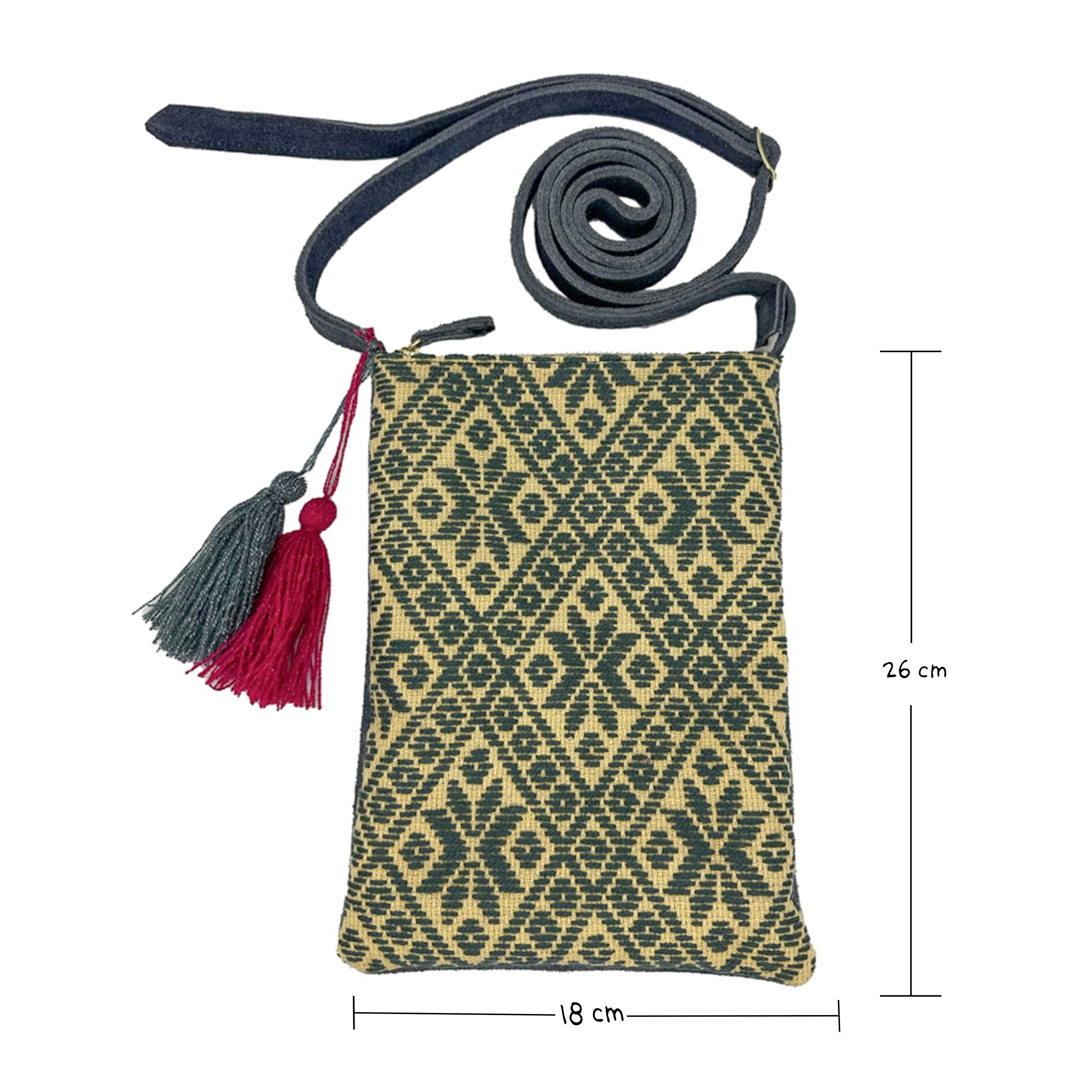 Crossbody Bordado a Mano "Angélica" – Gris – Raízal