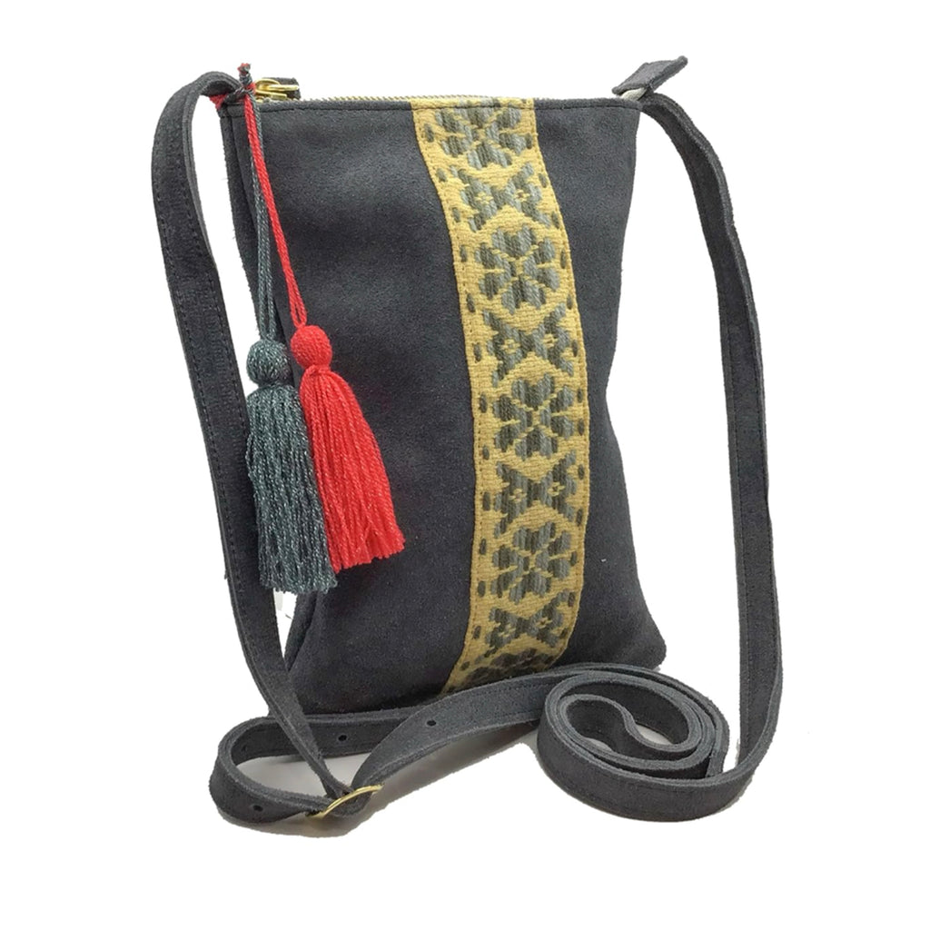 Crossbody Bordado a Mano "Angélica" – Gris – Raízal
