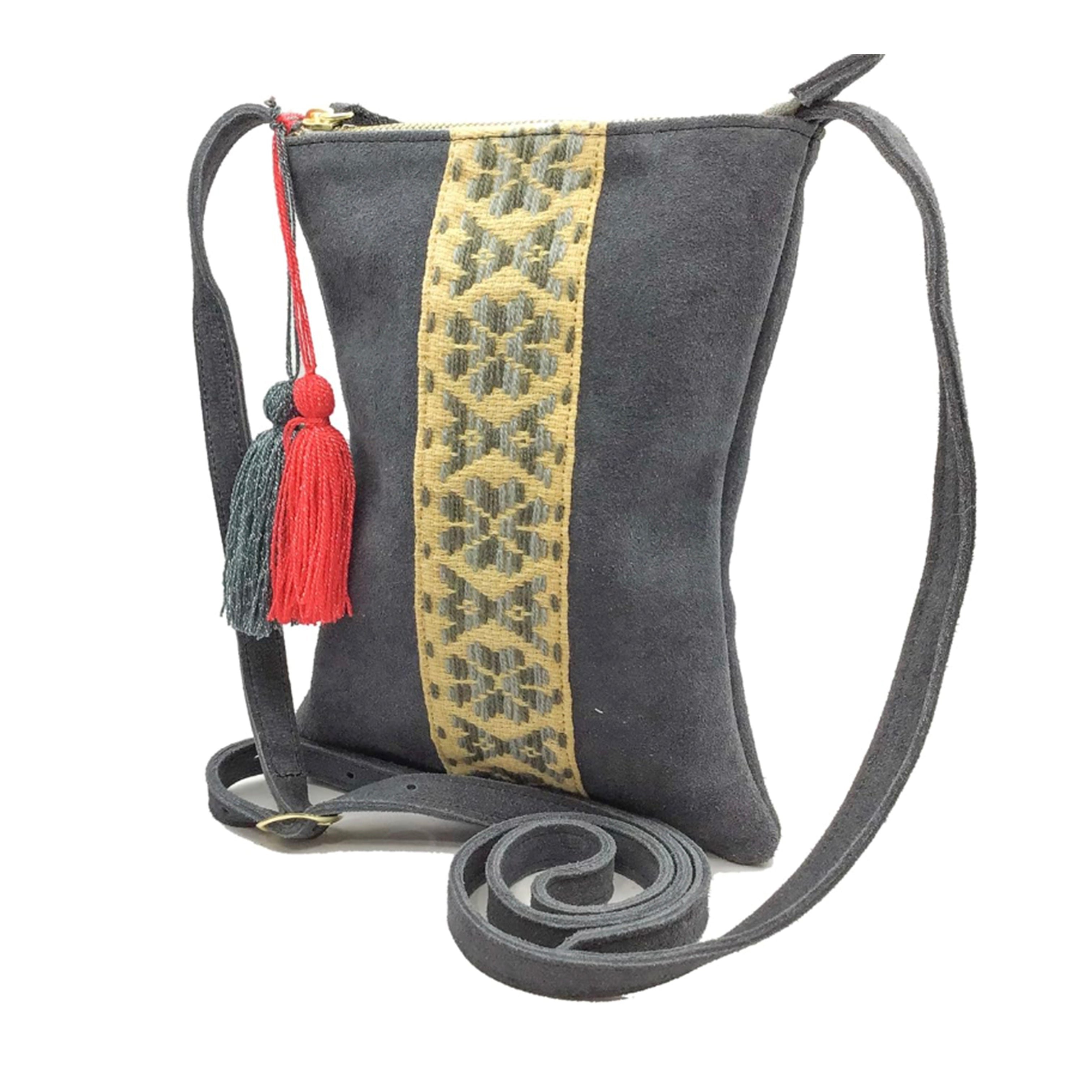 Crossbody Bordado a Mano "Angélica" – Gris – Raízal