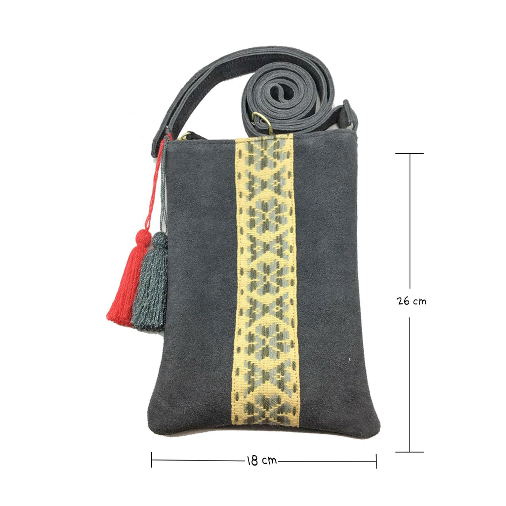 Crossbody Bordado a Mano "Angélica" – Gris – Raízal