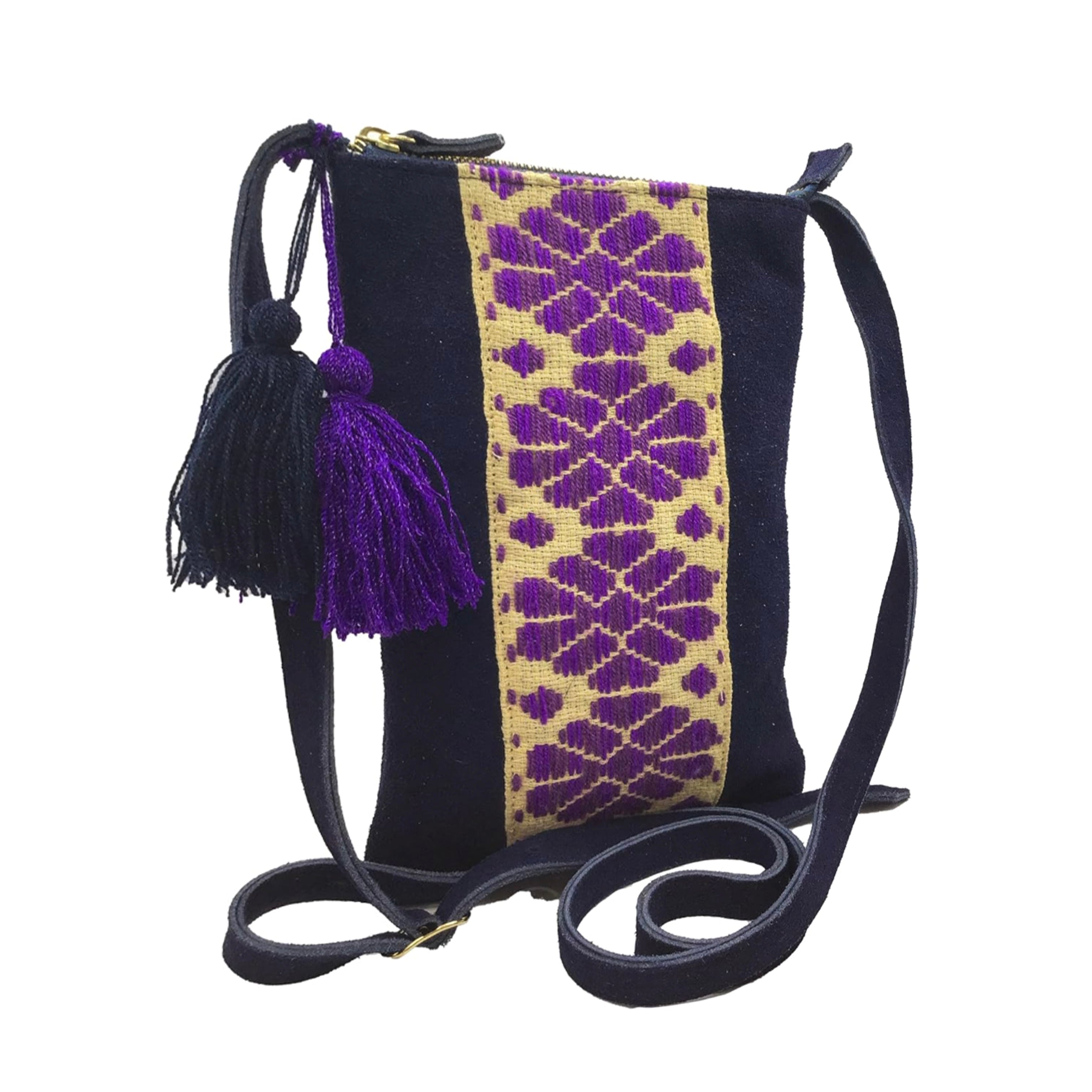 Crossbody Bordado a Mano "Angélica" – Morado – Raízal