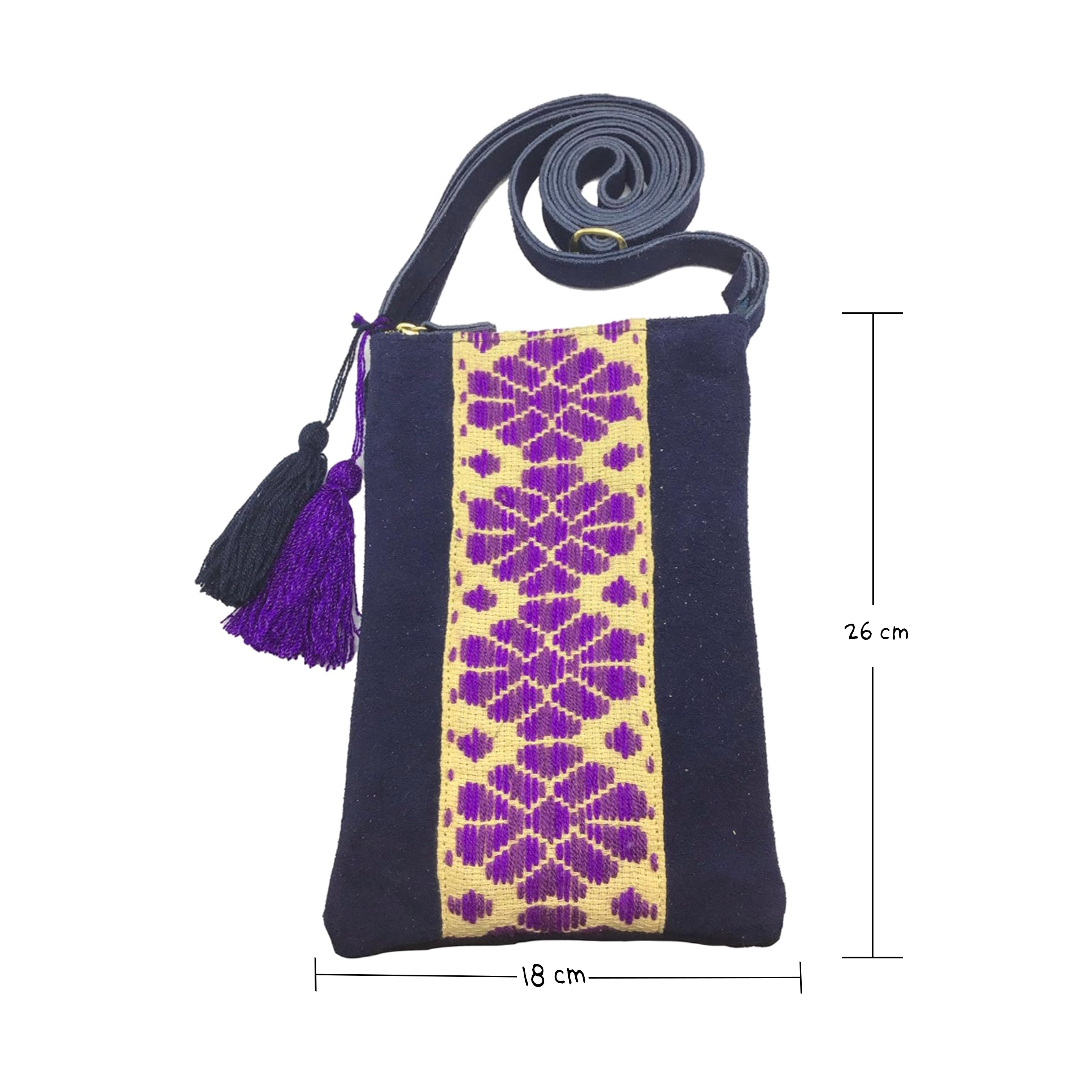 Crossbody Bordado a Mano "Angélica" – Morado – Raízal