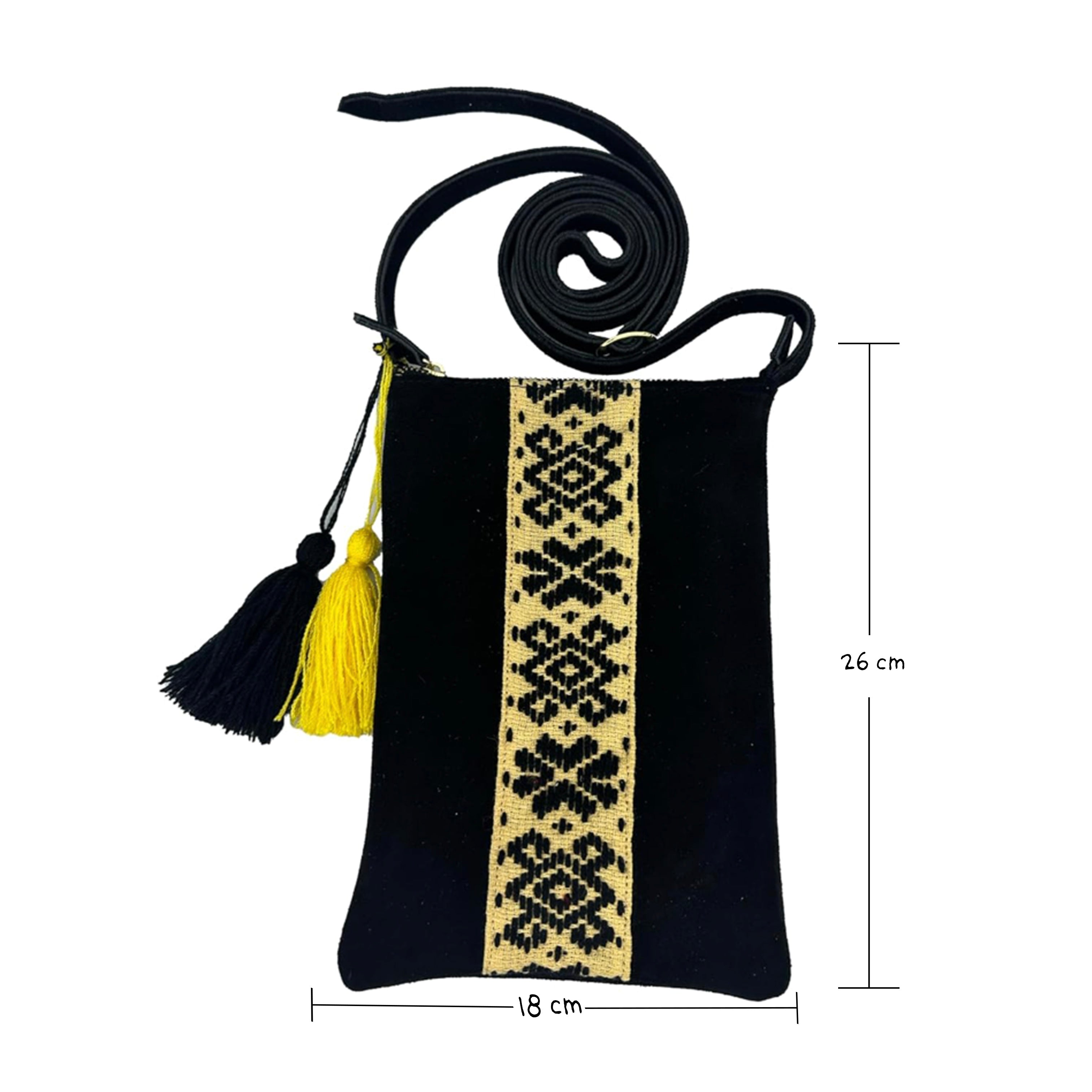 Crossbody Bordado a Mano "Angélica" – Negro – Raízal