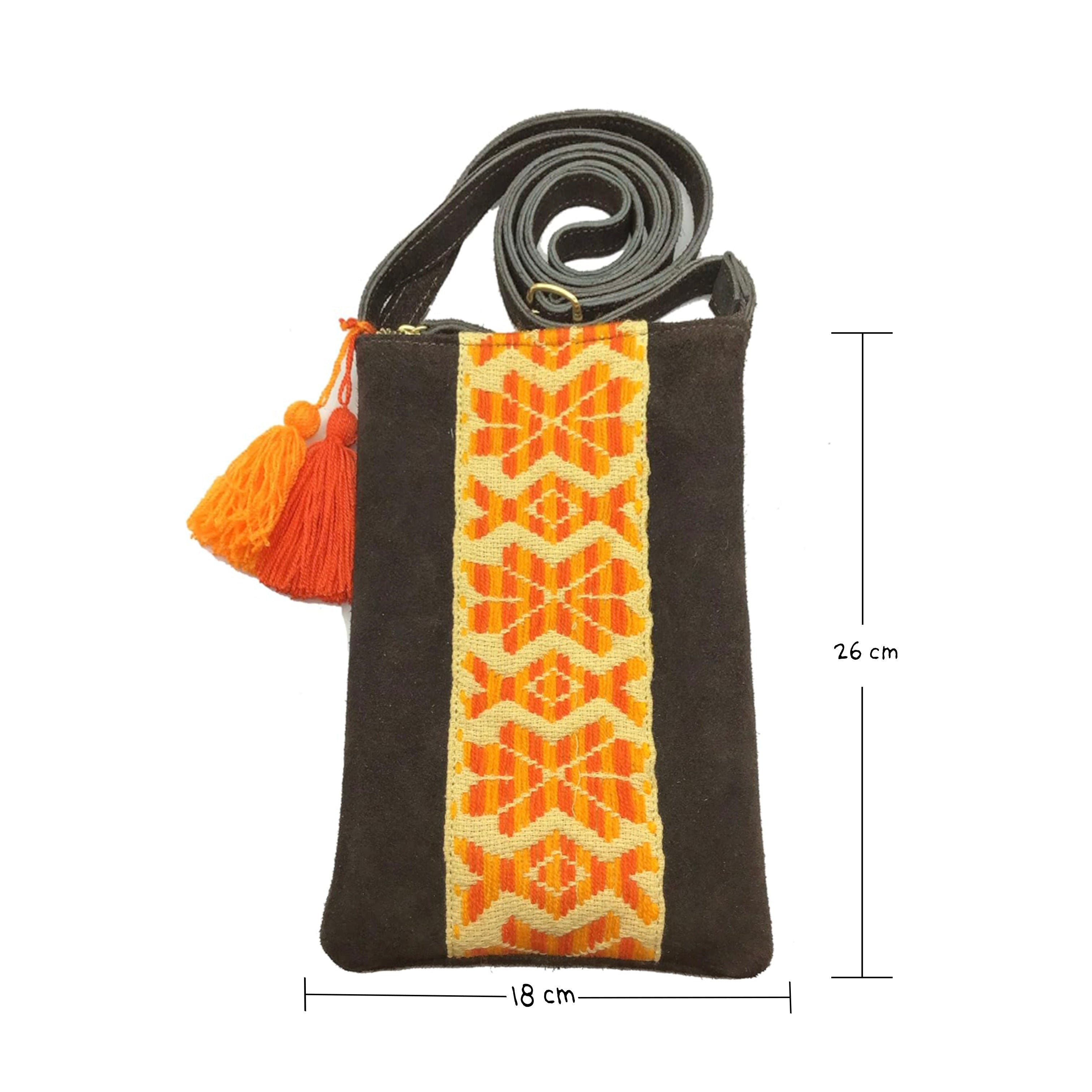 Crossbody Bordado a Mano "Angélica" – Naranja – Raízal