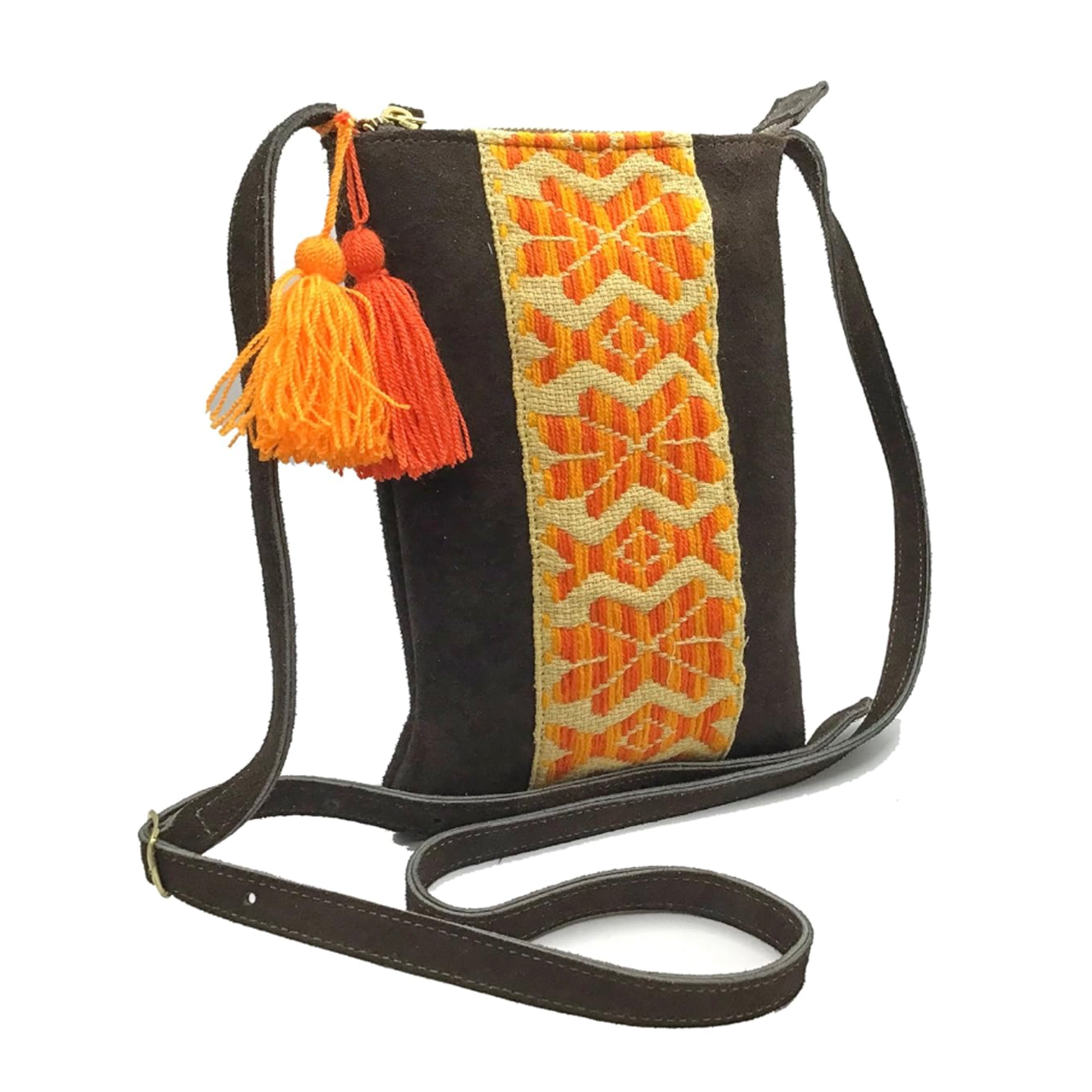 Crossbody Bordado a Mano "Angélica" – Naranja – Raízal