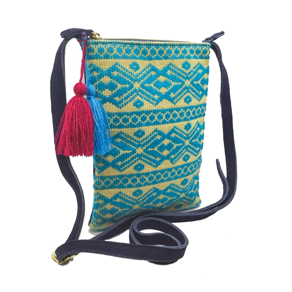 Crossbody Bordado a Mano "Angélica" – Azul – Raízal