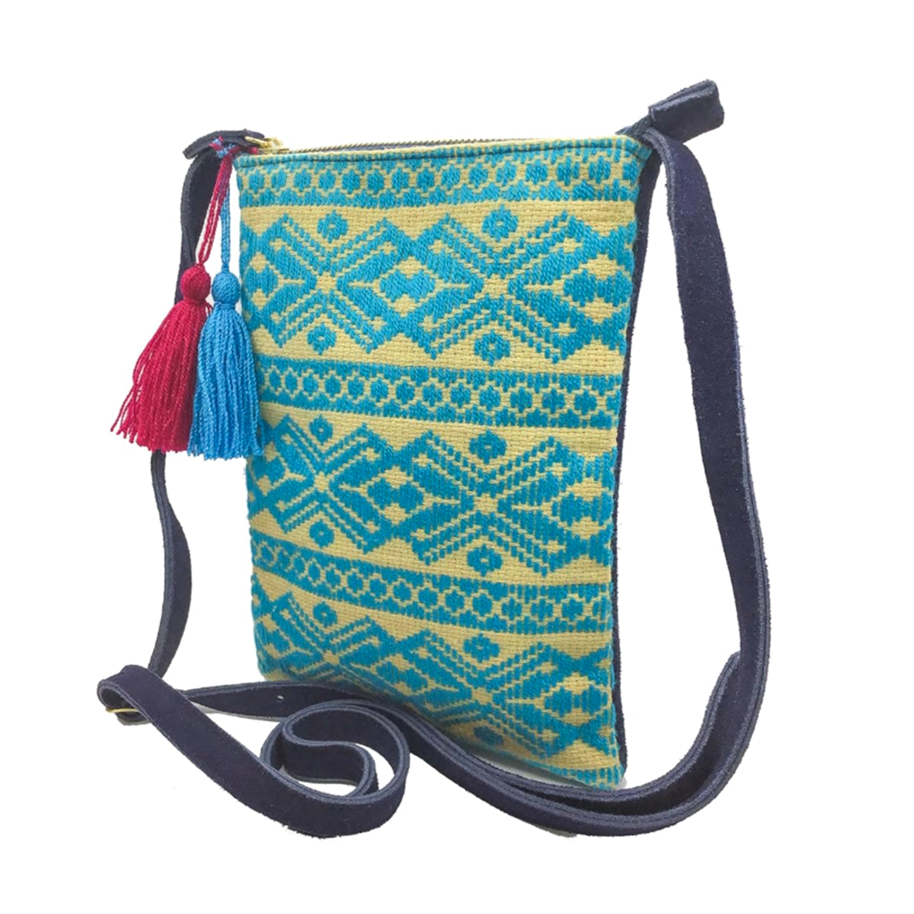 Crossbody Bordado a Mano "Angélica" – Azul – Raízal