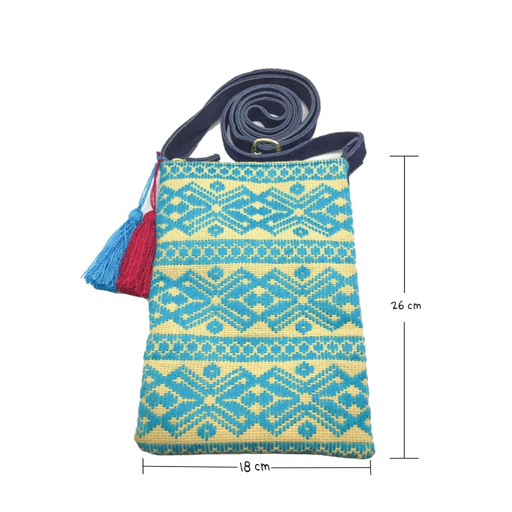 Crossbody Bordado a Mano "Angélica" – Azul – Raízal