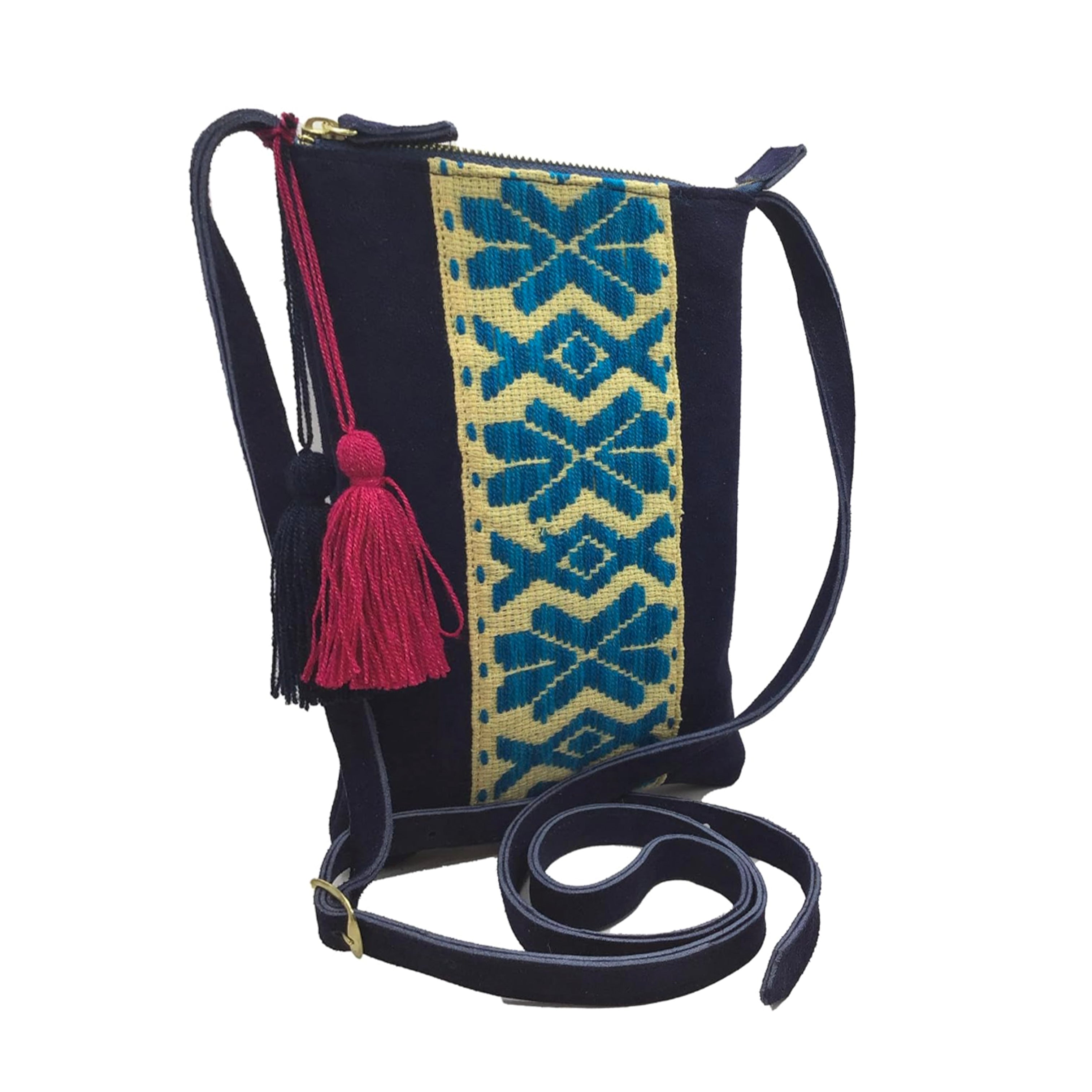 Crossbody Bordado a Mano "Angélica" – Azul – Raízal