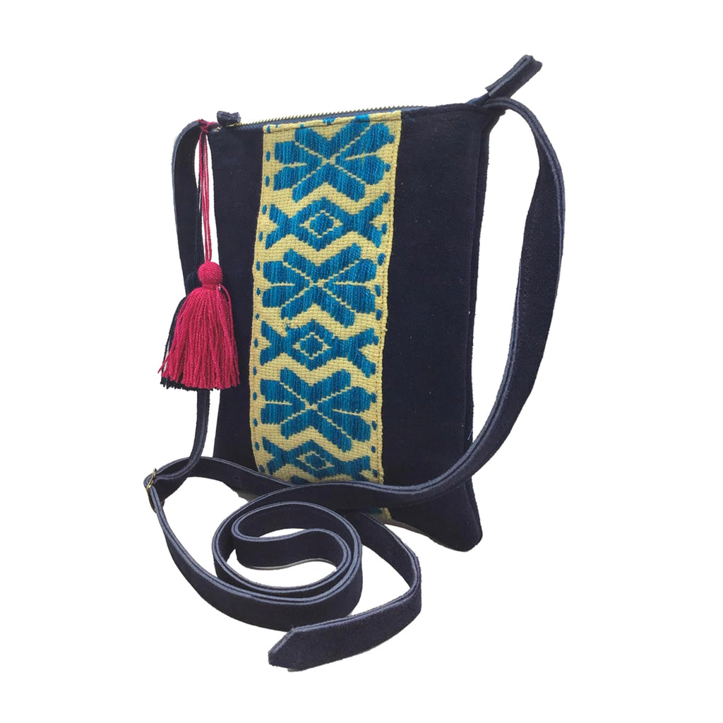Crossbody Bordado a Mano "Angélica" – Azul – Raízal