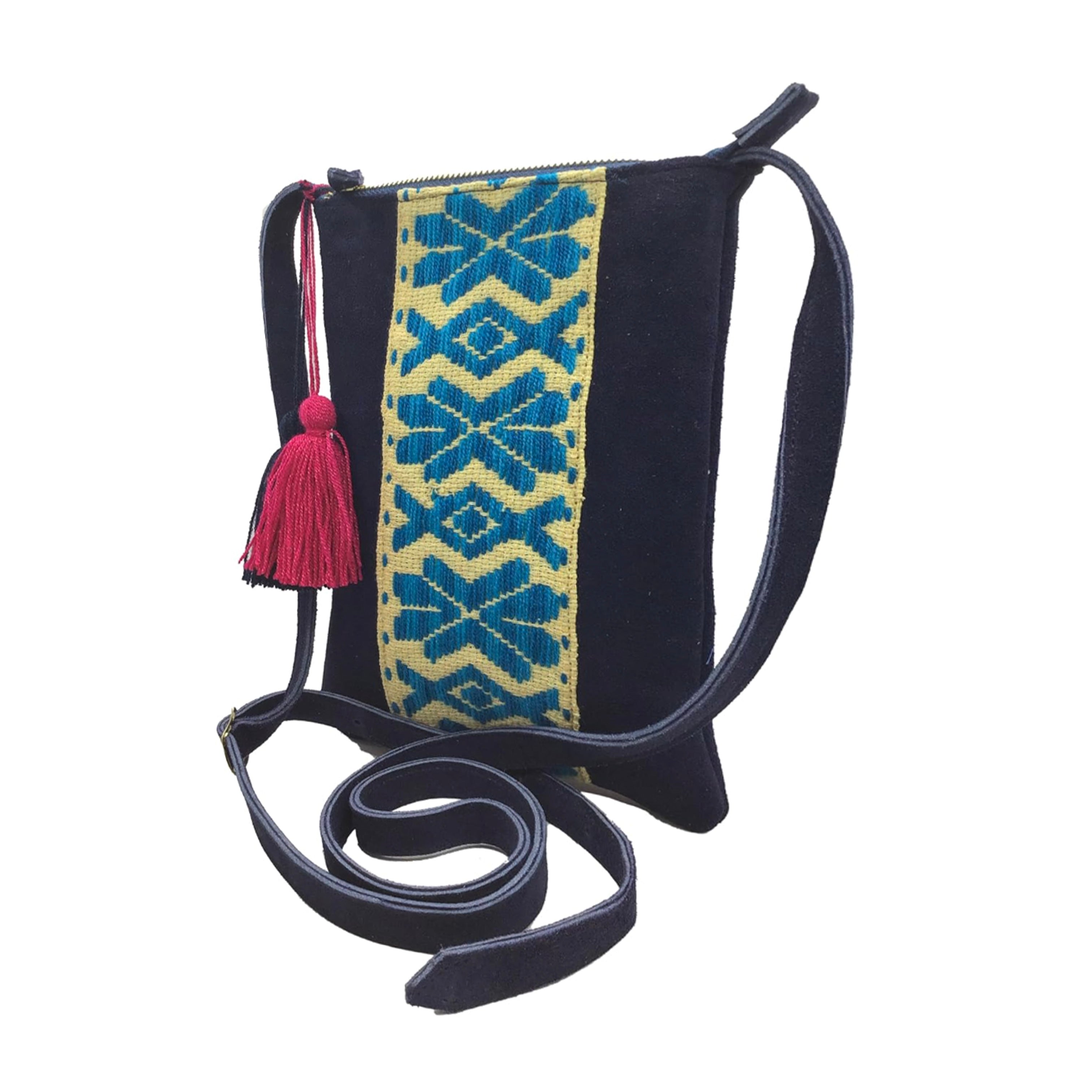 Crossbody Bordado a Mano "Angélica" – Azul – Raízal