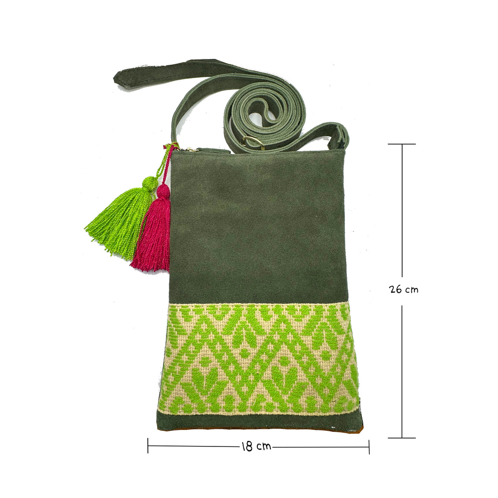 Crossbody Bordado a Mano "Angélica" – Verde – Raízal