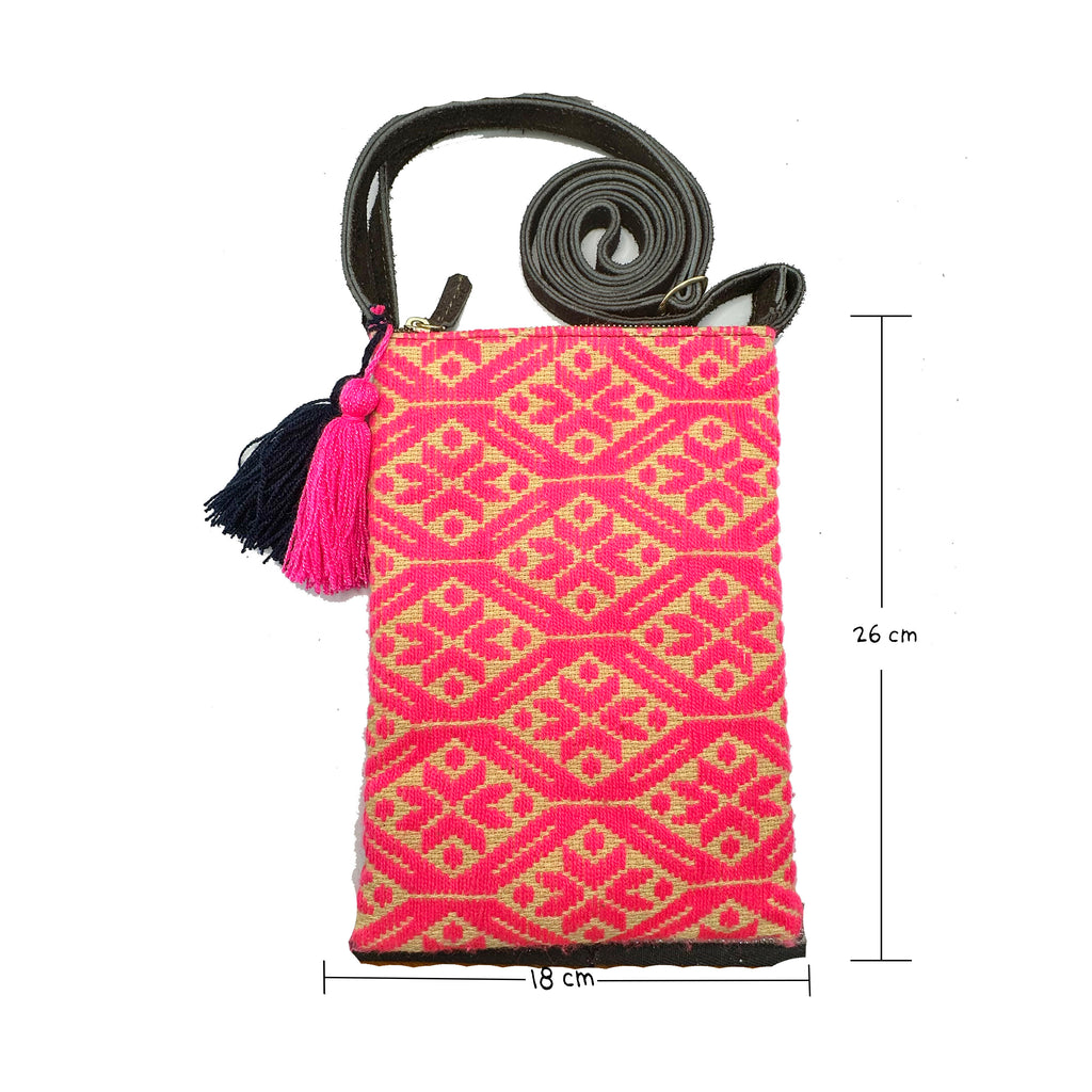 Crossbody Bordado a Mano "Angélica" – Rosa – Raízal