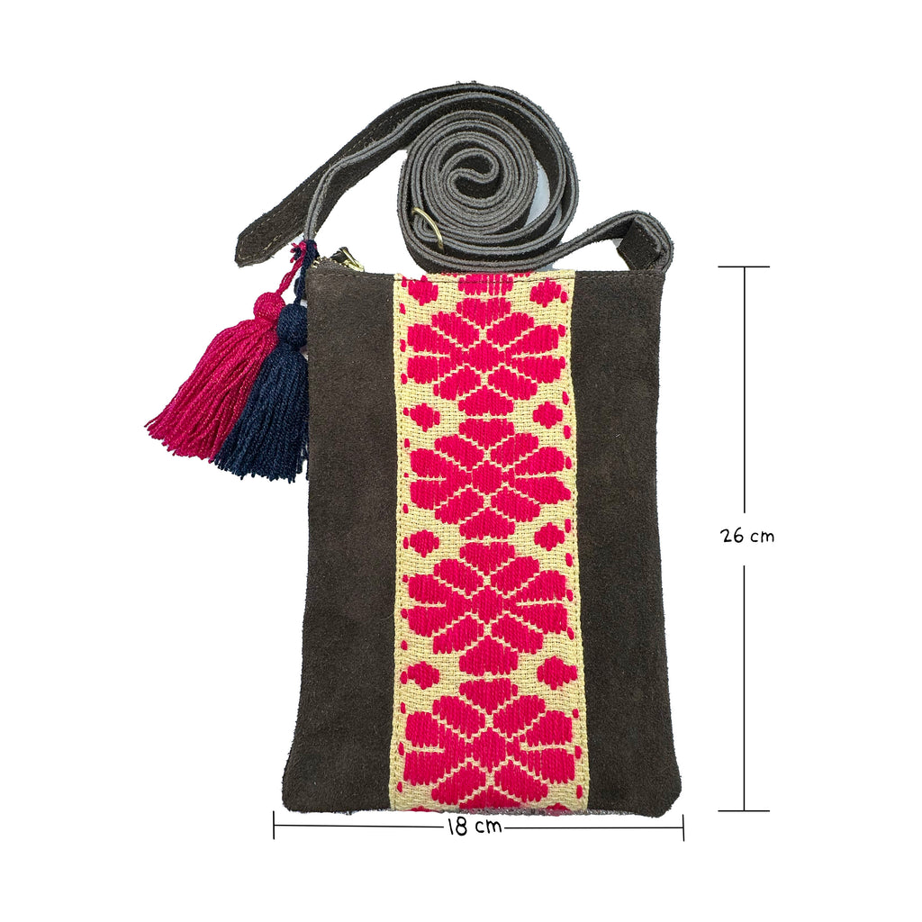 Crossbody Bordado a Mano "Angélica" – Rosa – Raízal