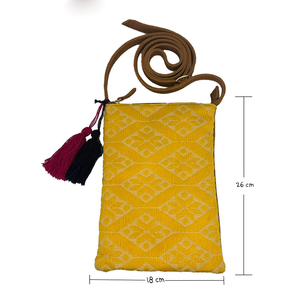 Crossbody Bordado a Mano "Angélica" – Amarillo – Raízal
