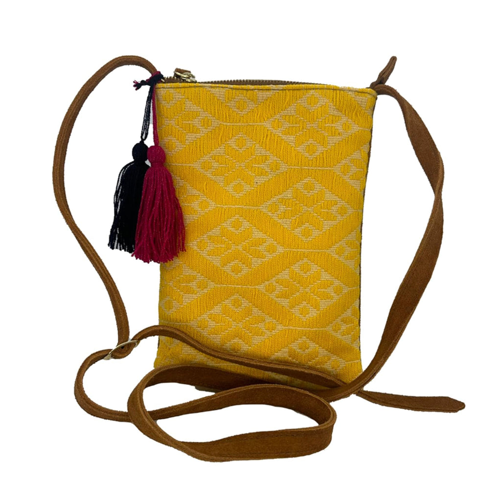 Crossbody Bordado a Mano "Angélica" – Amarillo – Raízal