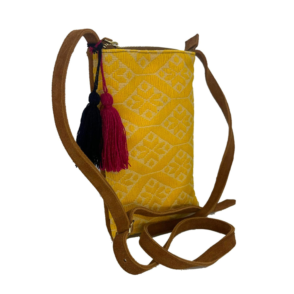Crossbody Bordado a Mano "Angélica" – Amarillo – Raízal