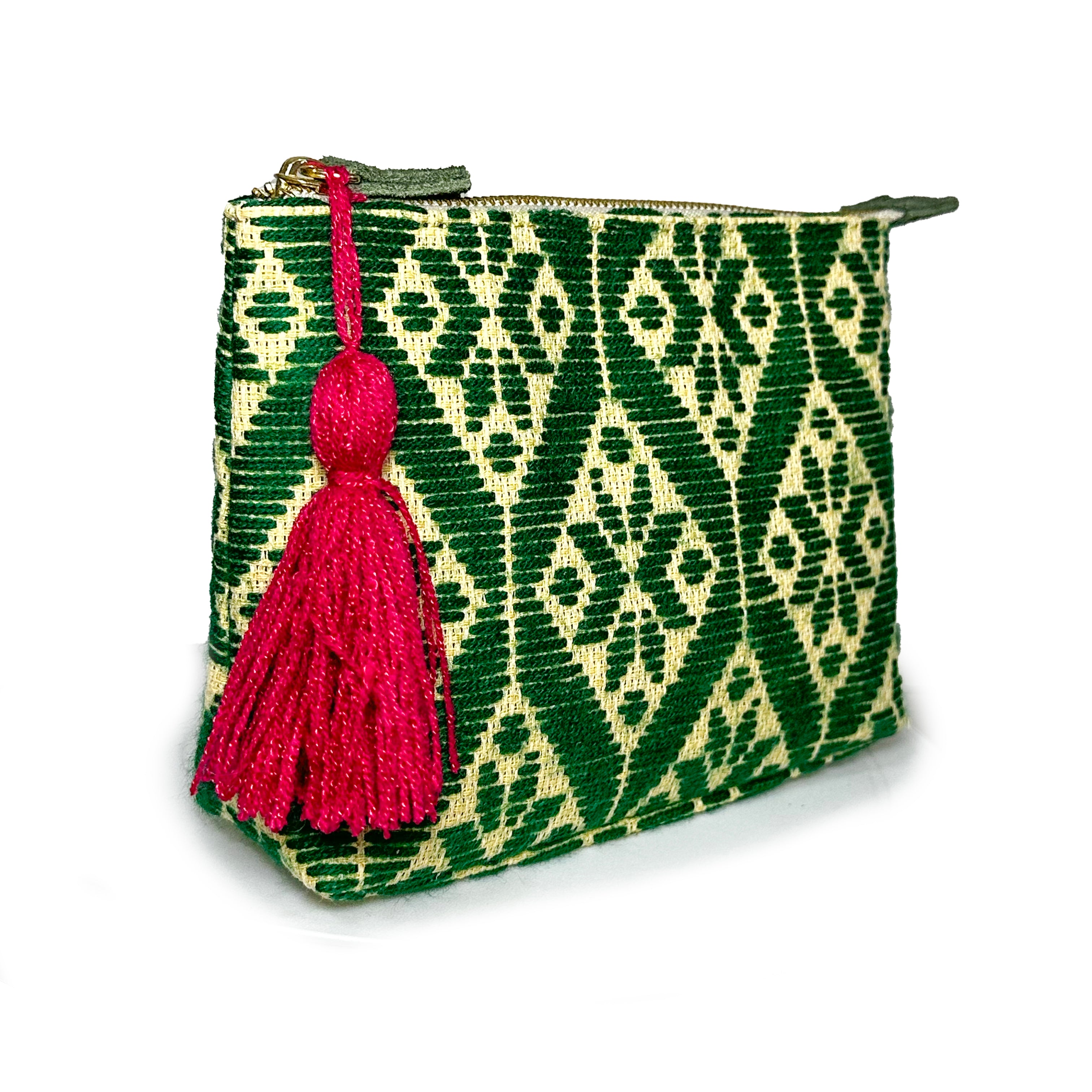 Cosmetiquera Bordado a mano "Cecilia" – Verde – Raízal