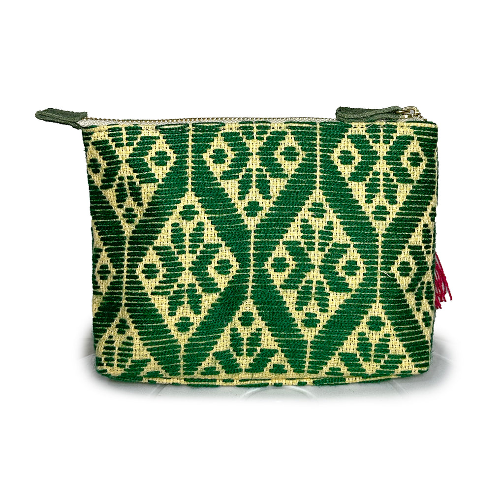 Cosmetiquera Bordado a mano "Cecilia" – Verde – Raízal
