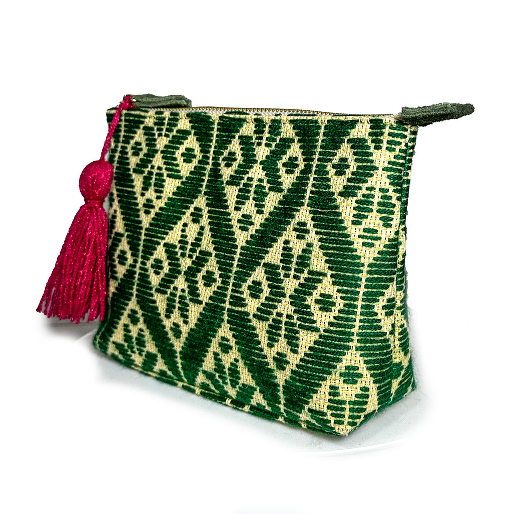 Cosmetiquera Bordado a mano "Cecilia" – Verde – Raízal