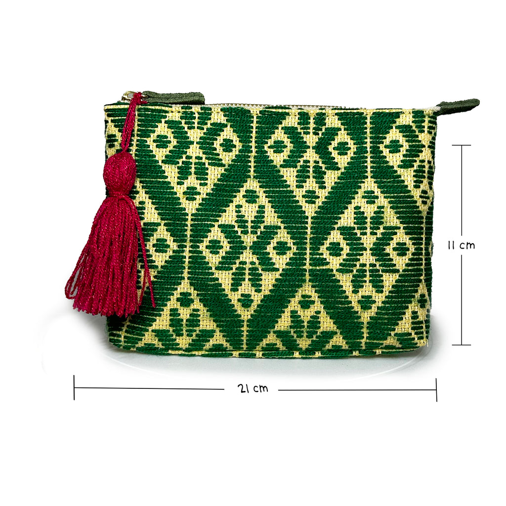 Cosmetiquera Bordado a mano "Cecilia" – Verde – Raízal