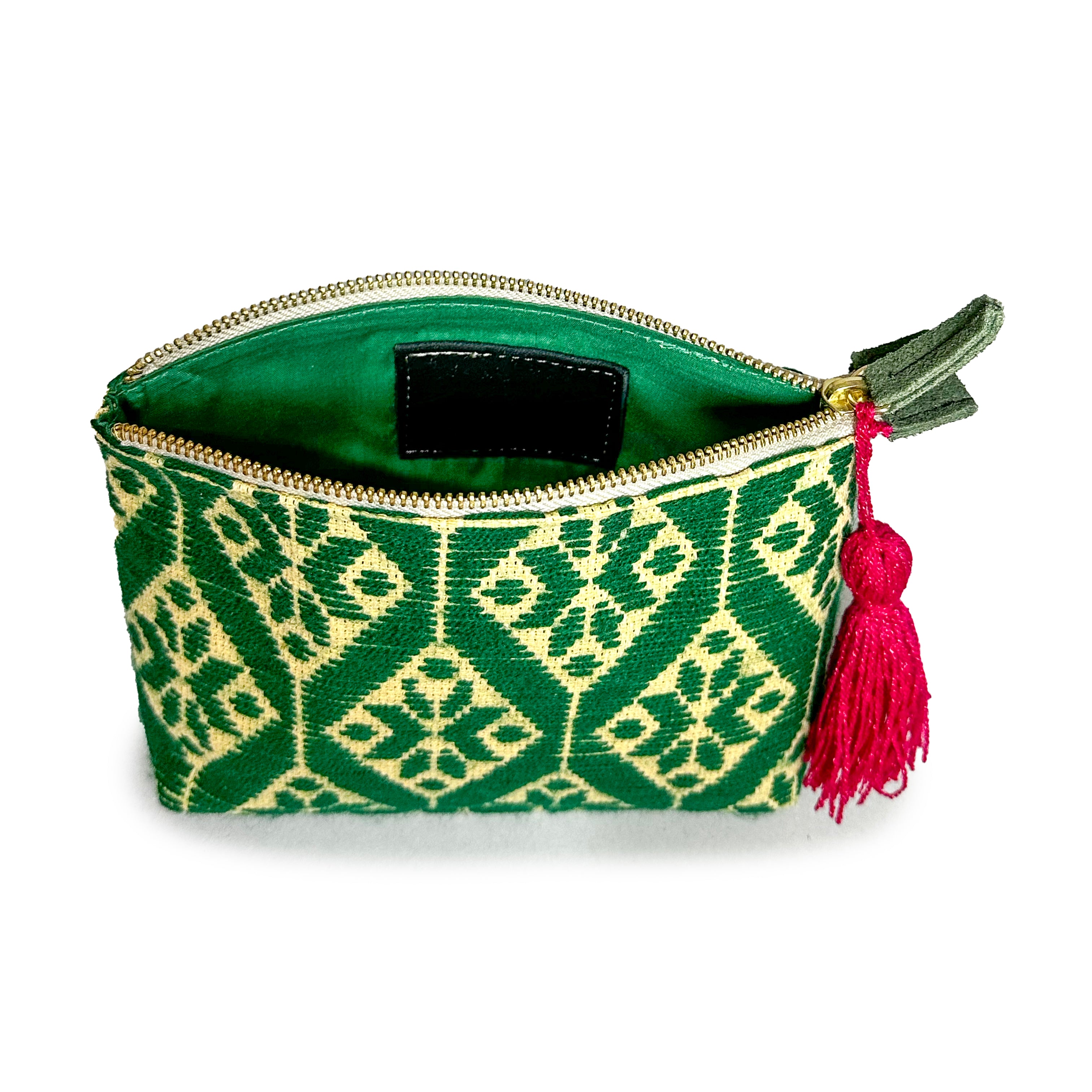 Cosmetiquera Bordado a mano "Cecilia" – Verde – Raízal