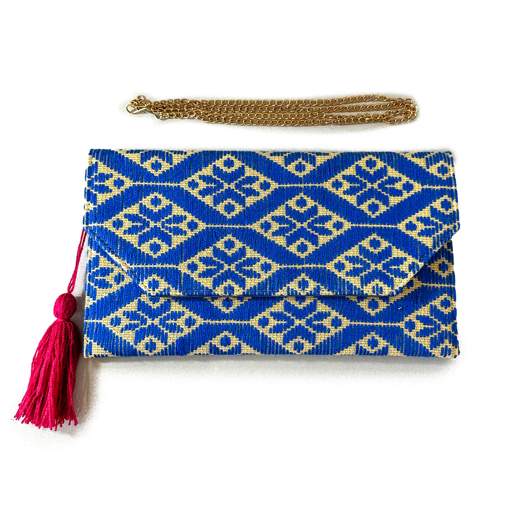 Bolsa Bordado a mano "Juana" – Azul – Raízal