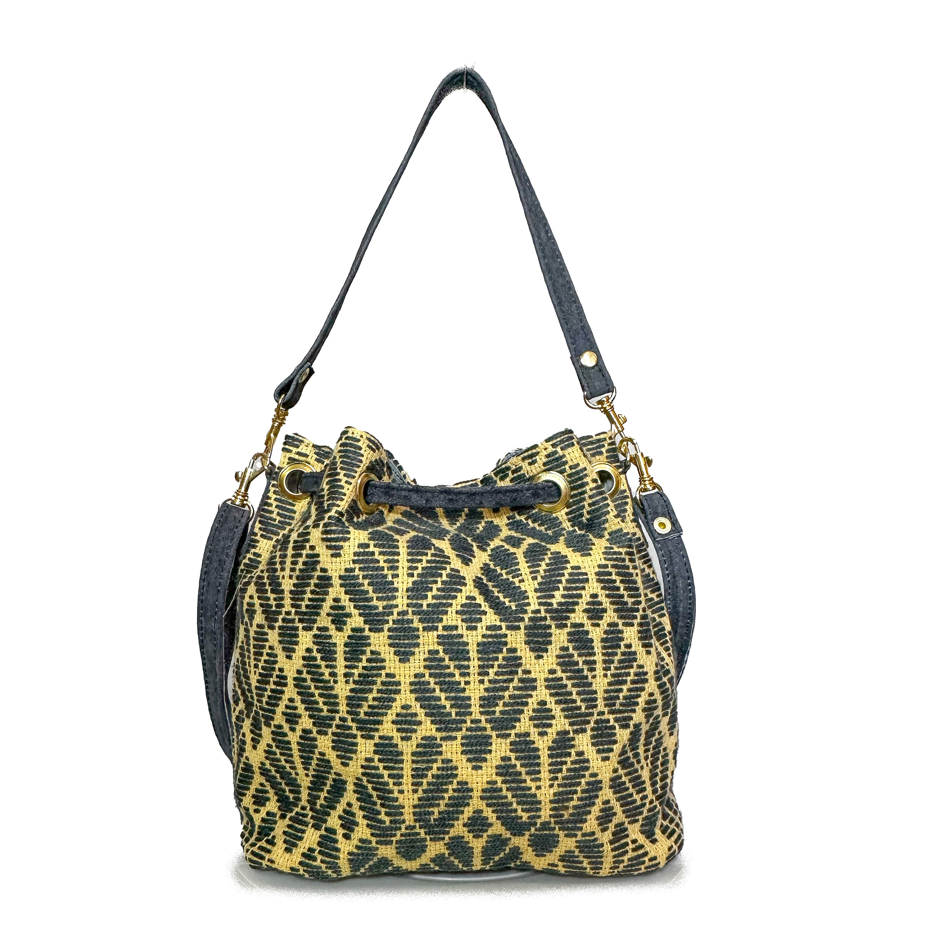 Bolsa tipo Bucket Bordado a Mano "Mariana" – Gris – Raízal