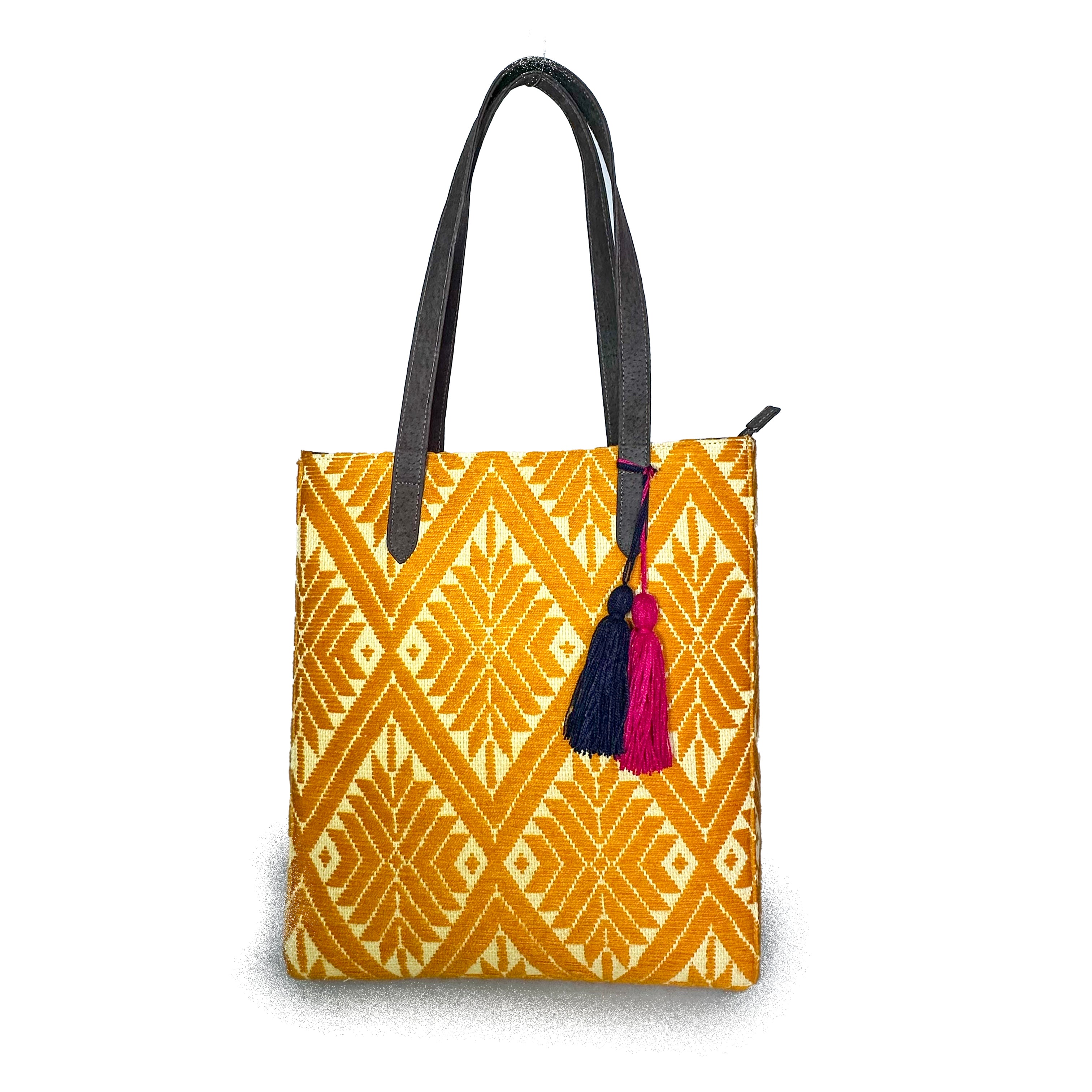 Bolsa tipo Tote Bordado a Mano "Valentina" – Amarillo – Raízal