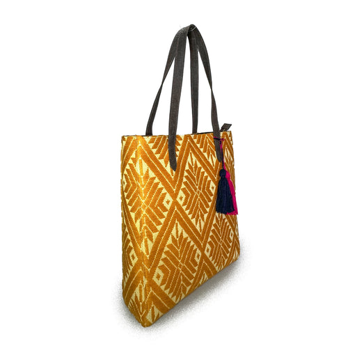 Bolsa tipo Tote Bordado a Mano "Valentina" – Amarillo – Raízal