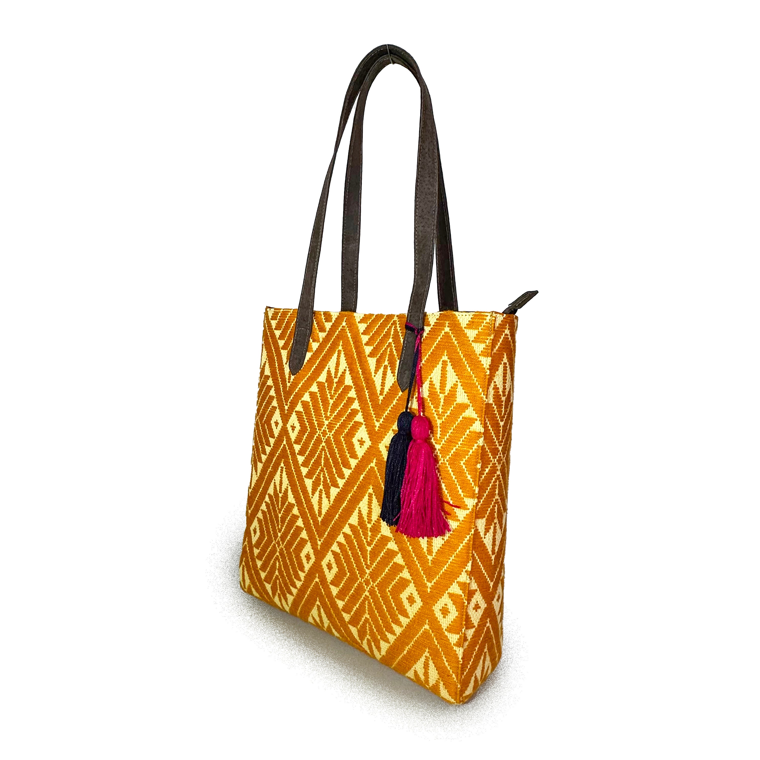 Bolsa tipo Tote Bordado a Mano "Valentina" – Amarillo – Raízal