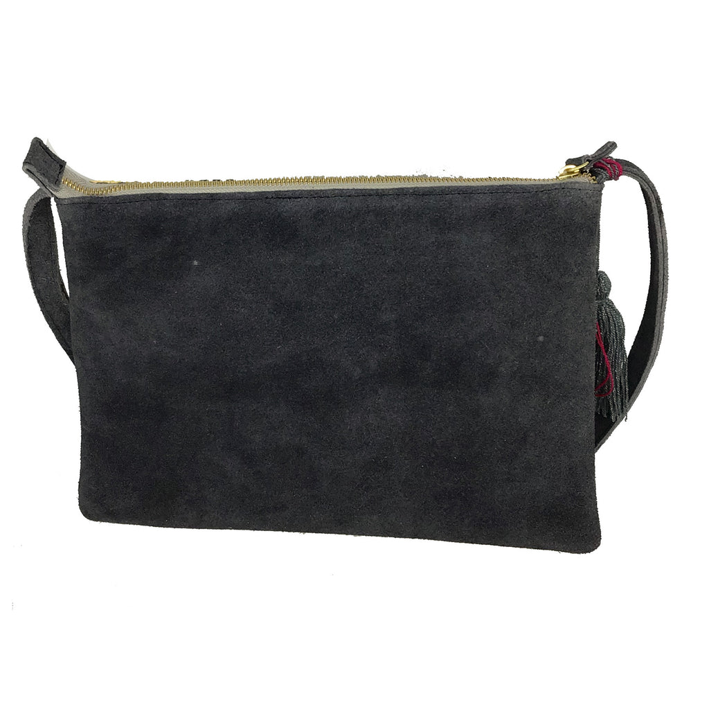 Crossbody Bordado a Mano "Vicenta" – Gris – Raízal