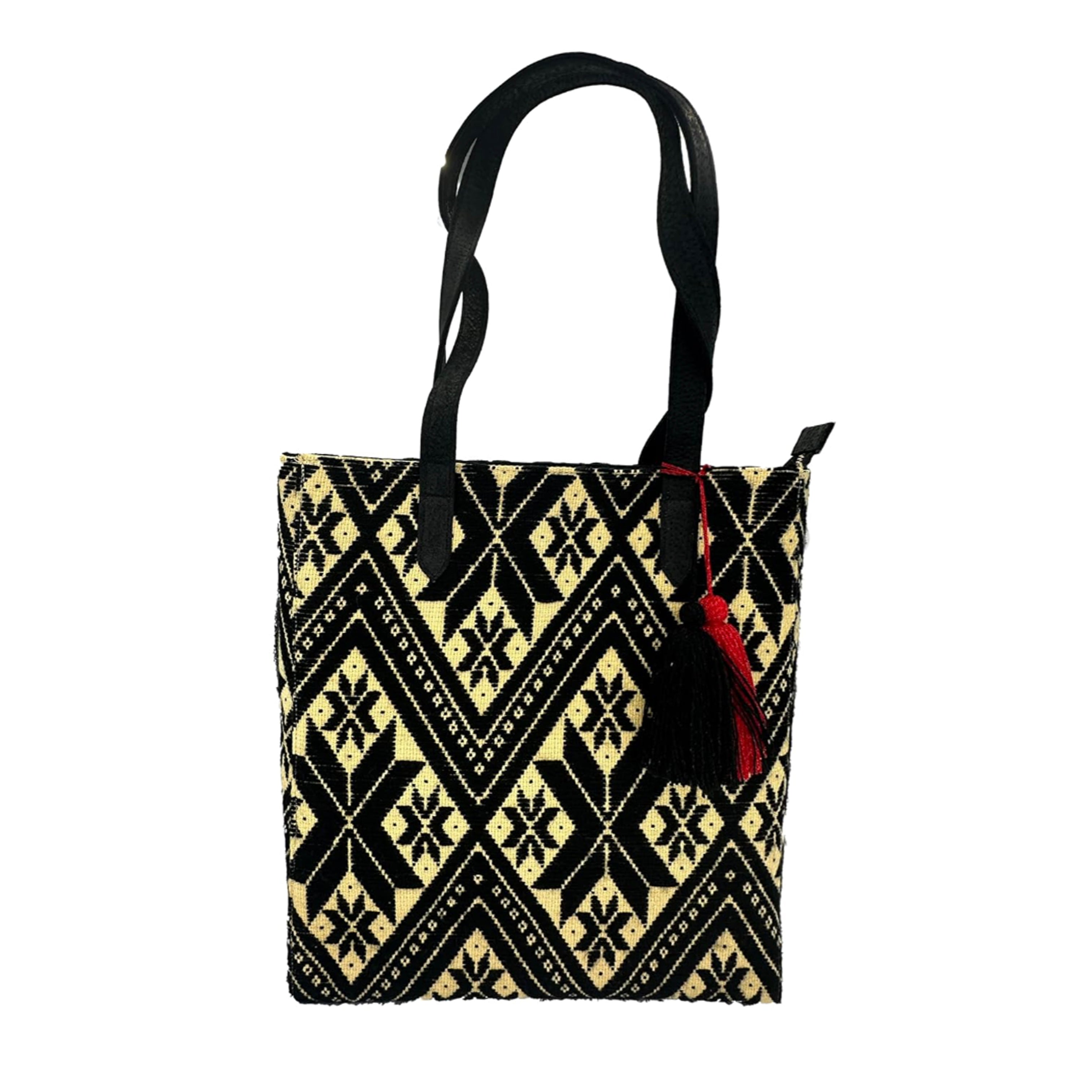 Bolsa tipo Tote Bordado a Mano "Valentina" – Negro – Raízal