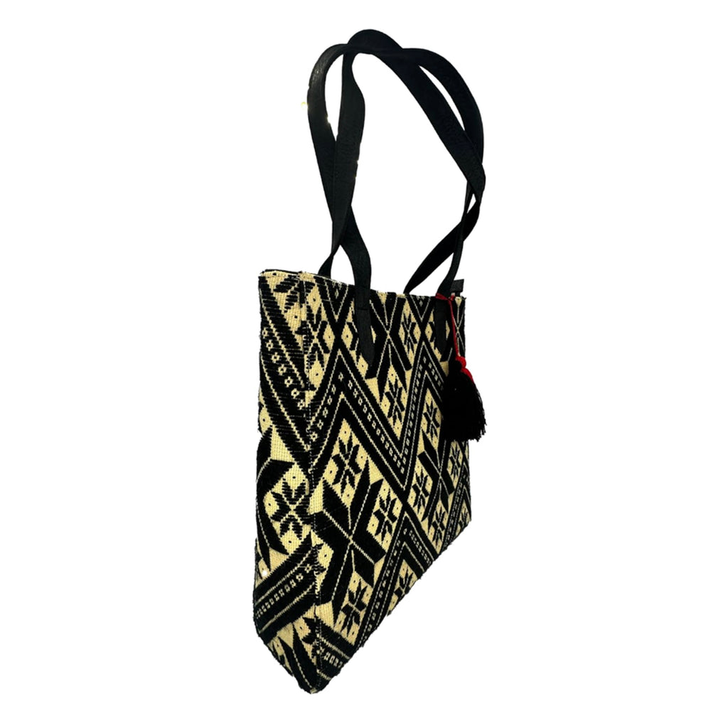 Bolsa tipo Tote Bordado a Mano "Valentina" – Negro – Raízal