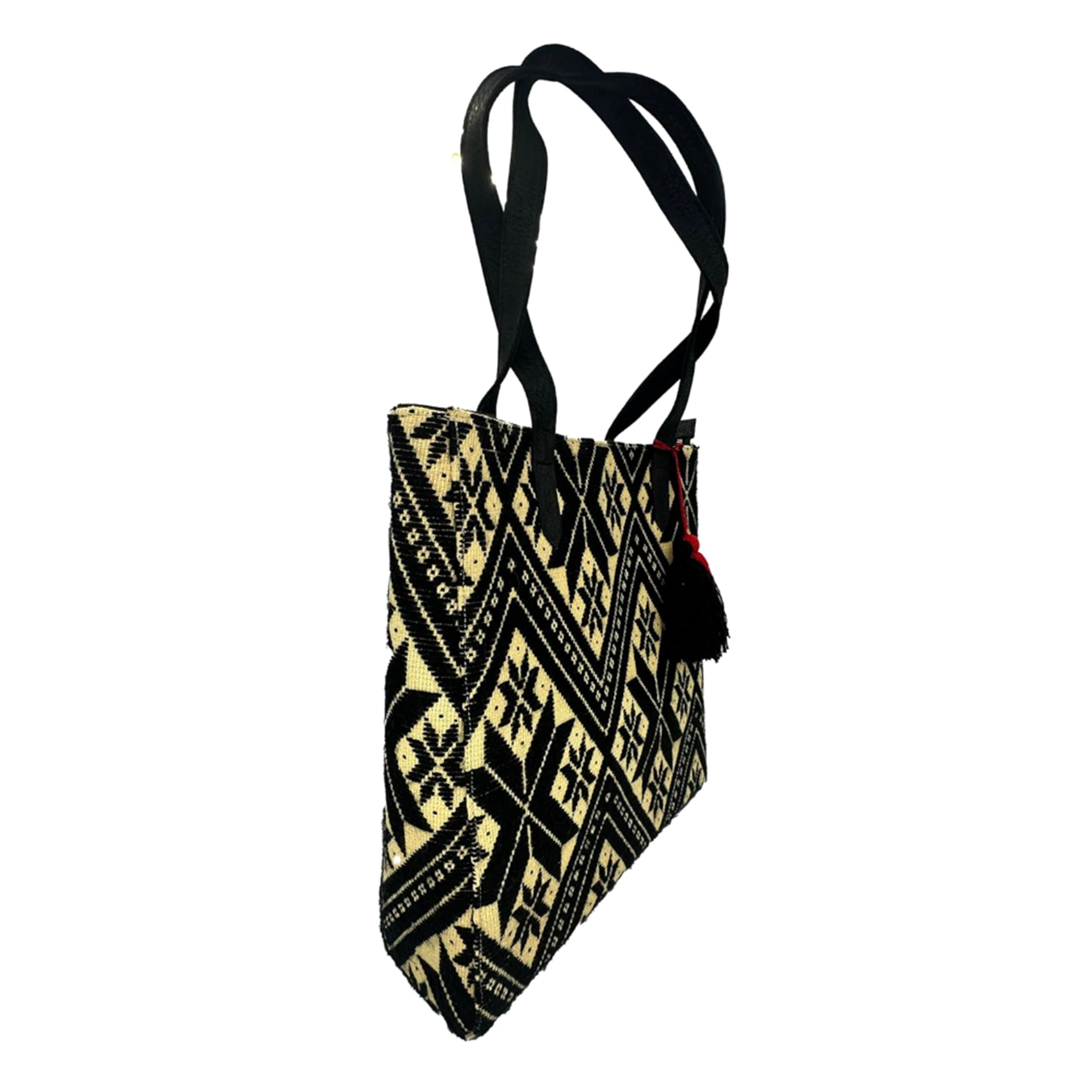 Bolsa tipo Tote Bordado a Mano "Valentina" – Negro – Raízal