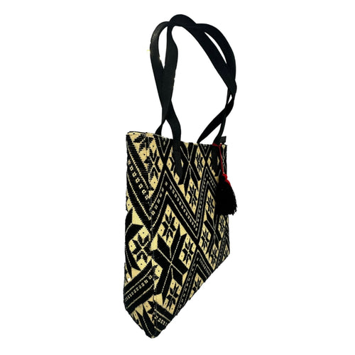 Bolsa tipo Tote Bordado a Mano "Valentina" – Negro – Raízal