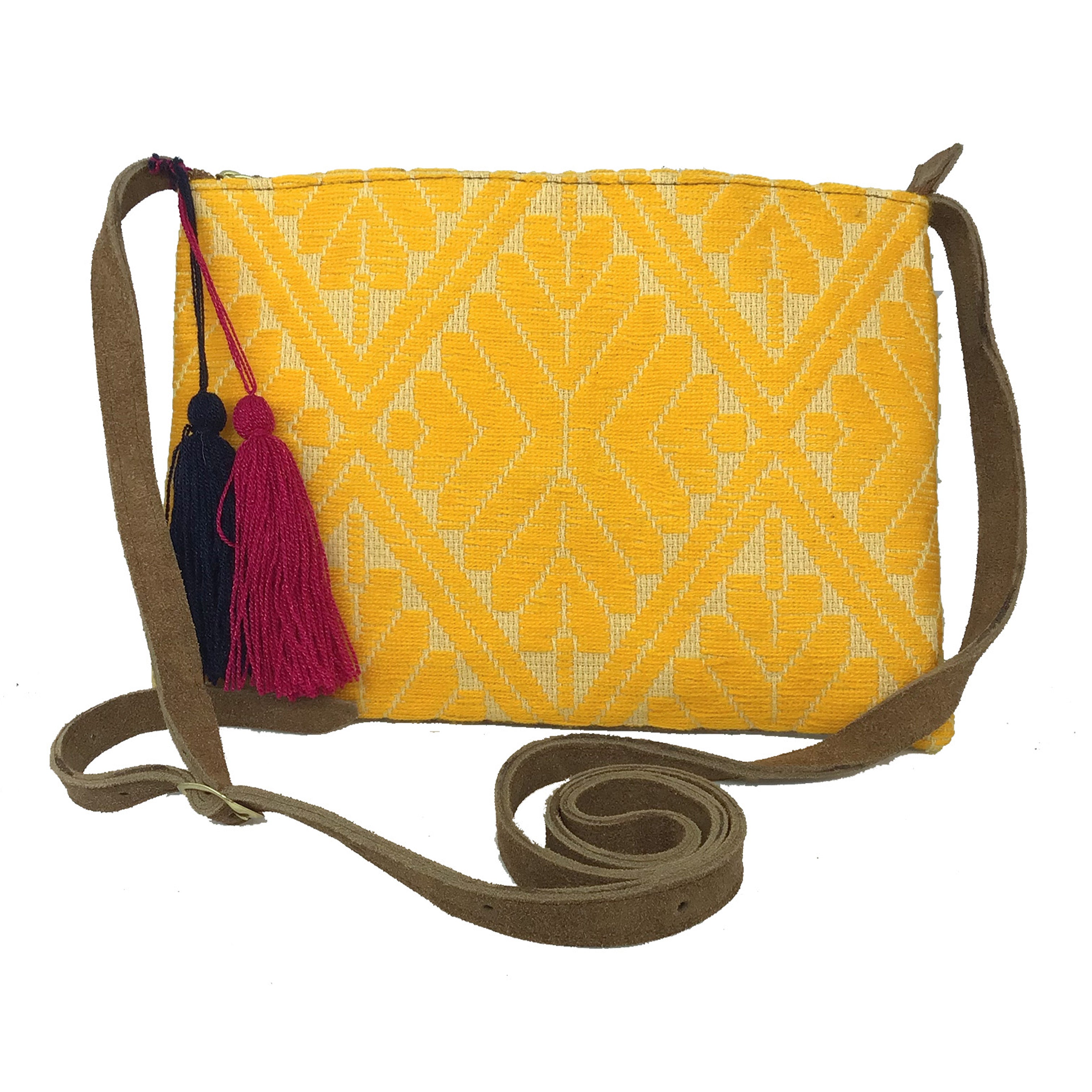 Crossbody Bordado a Mano "Vicenta" – Amarillo – Raízal