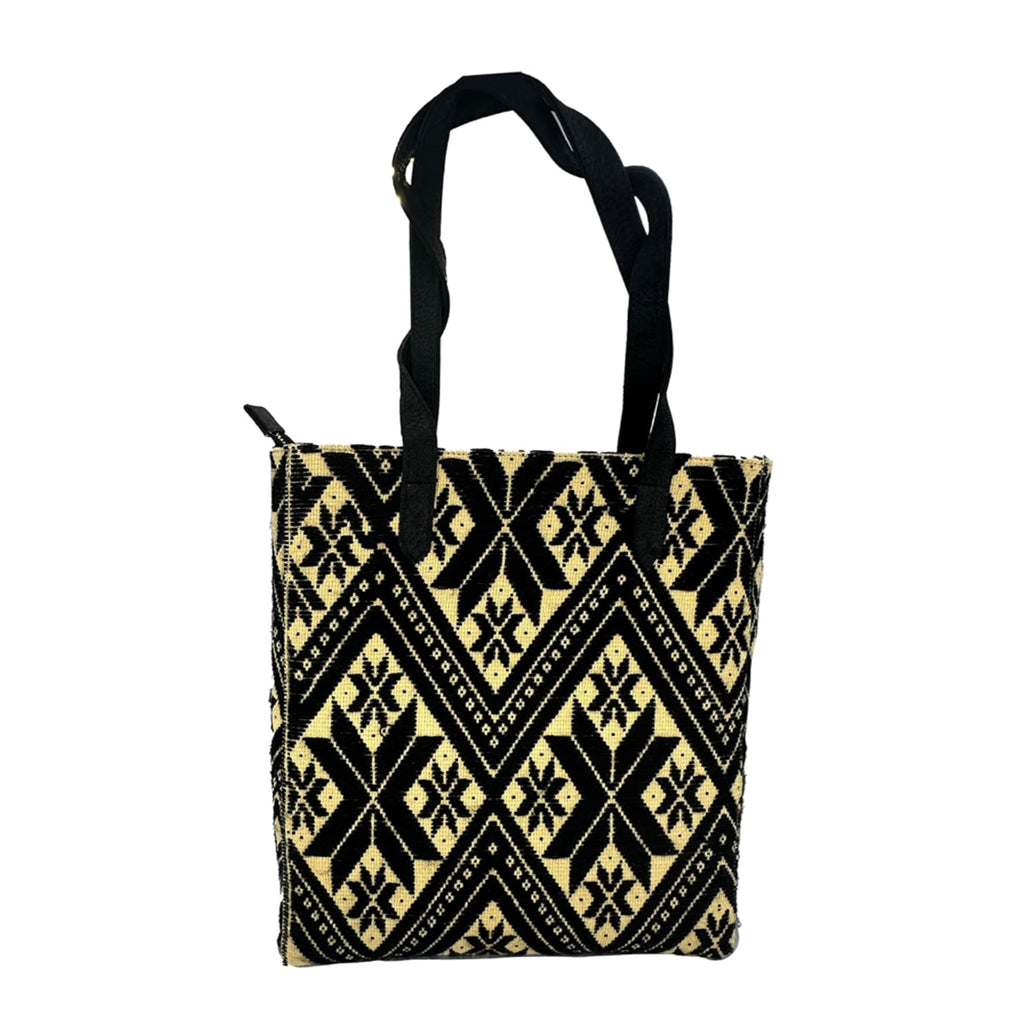 Bolsa tipo Tote Bordado a Mano "Valentina" – Negro – Raízal