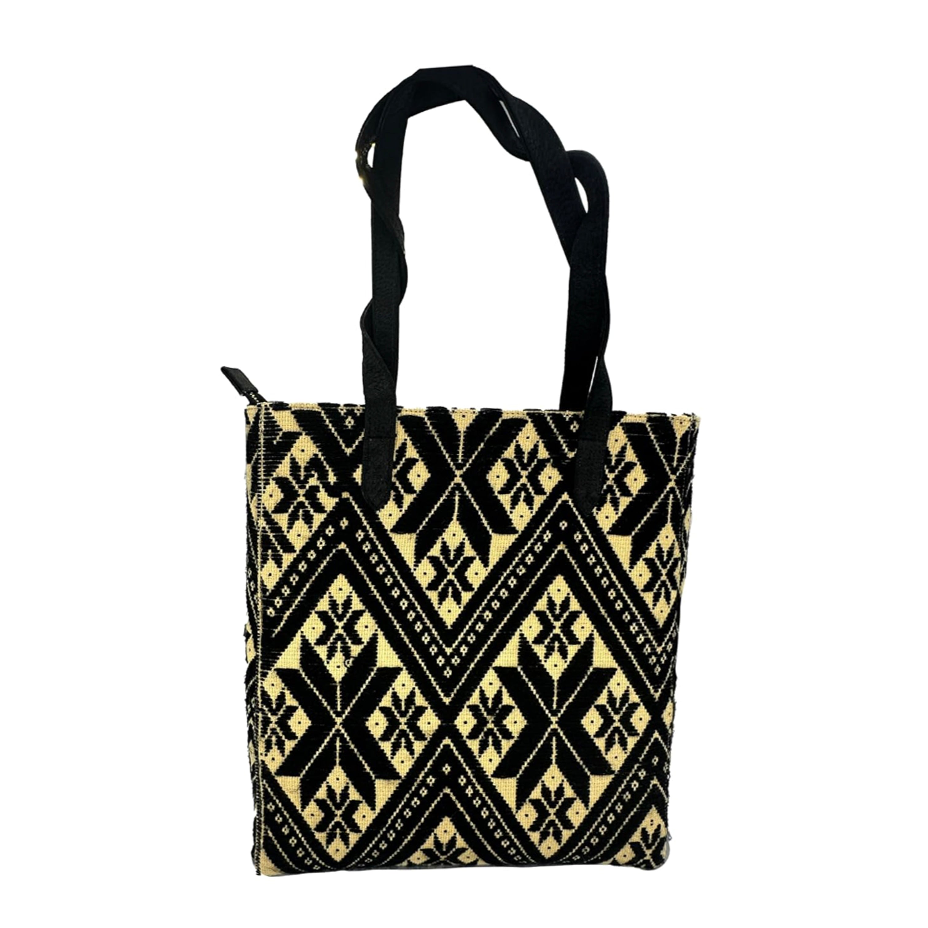 Bolsa tipo Tote Bordado a Mano "Valentina" – Negro – Raízal