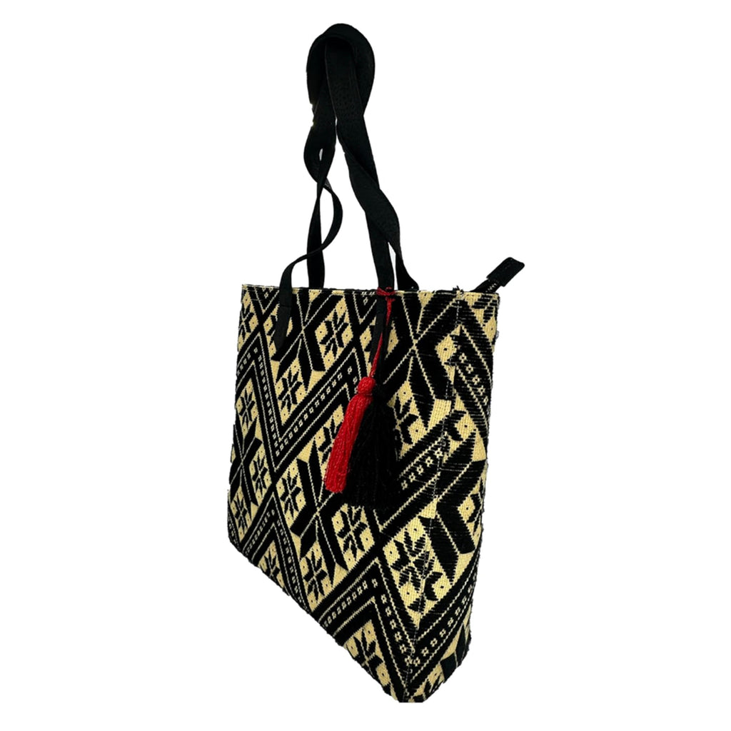 Bolsa tipo Tote Bordado a Mano "Valentina" – Negro – Raízal