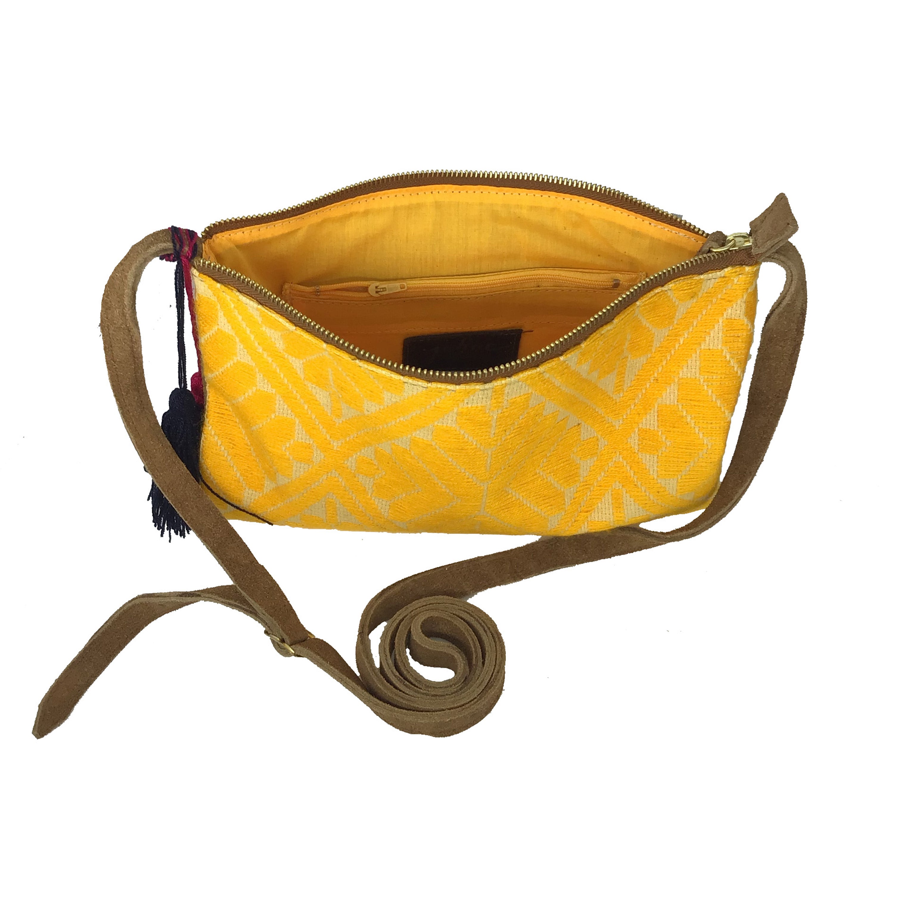 Crossbody Bordado a Mano "Vicenta" – Amarillo – Raízal