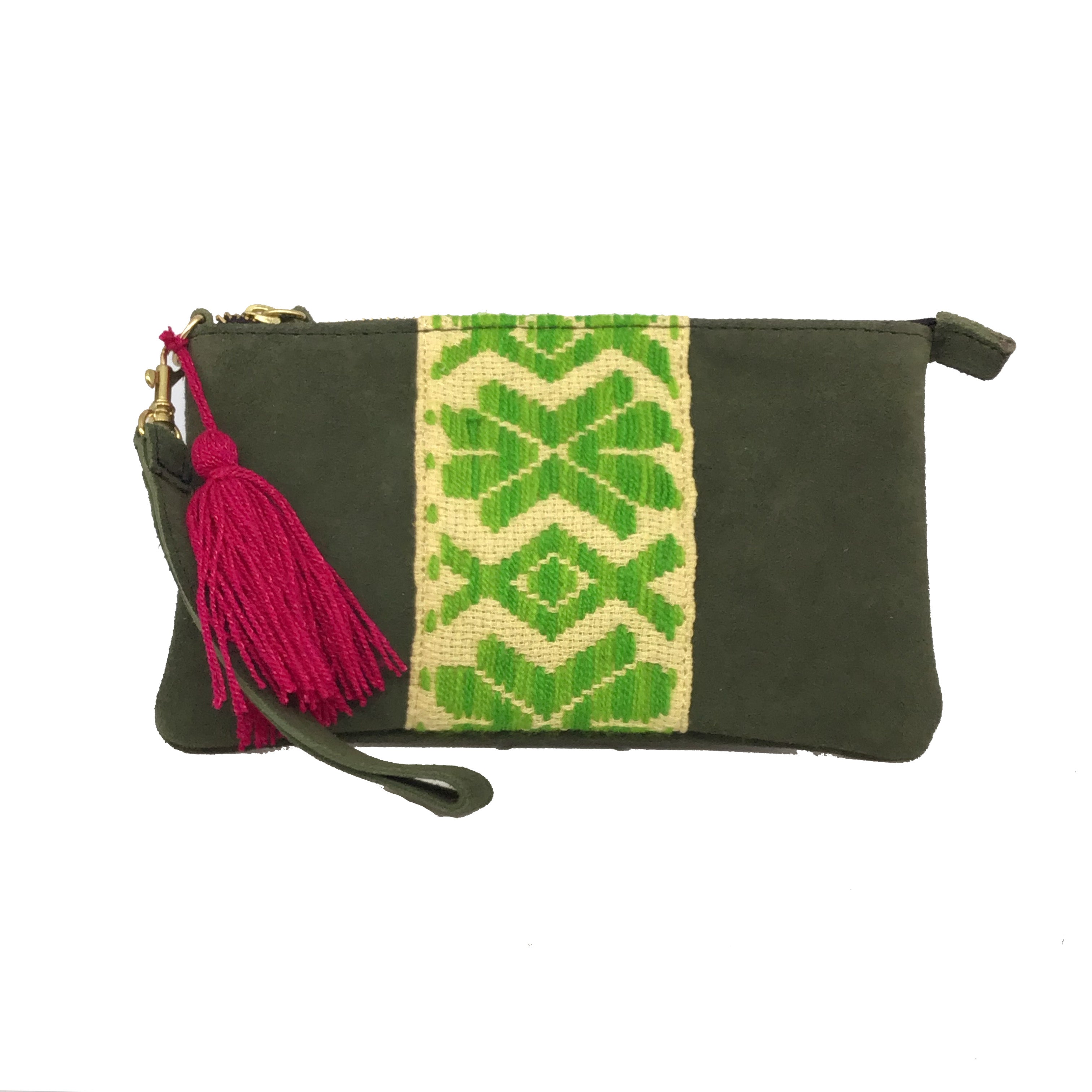 Muñequera Bordado a Mano "Erika" – Verde – Raízal