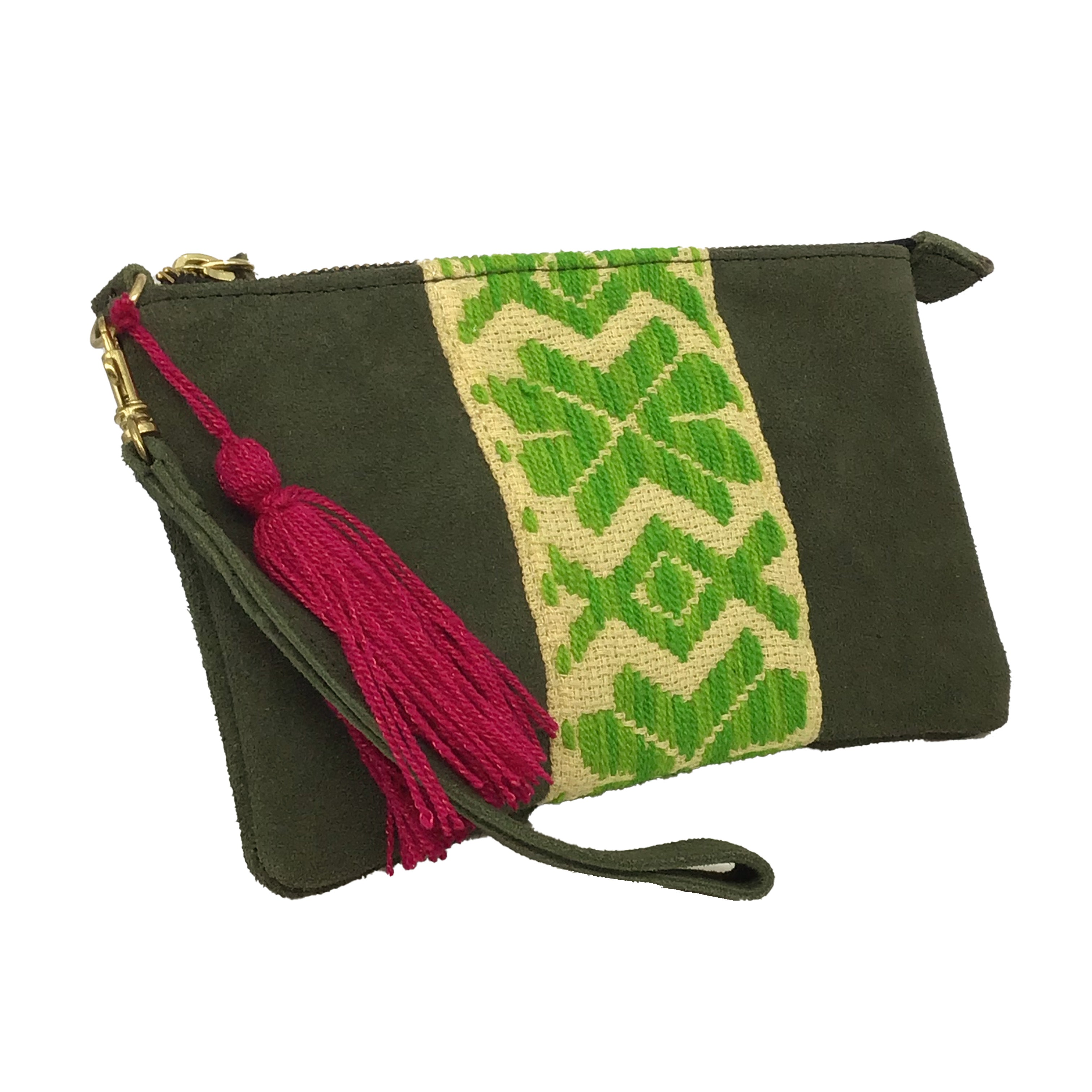 Muñequera Bordado a Mano "Erika" – Verde – Raízal