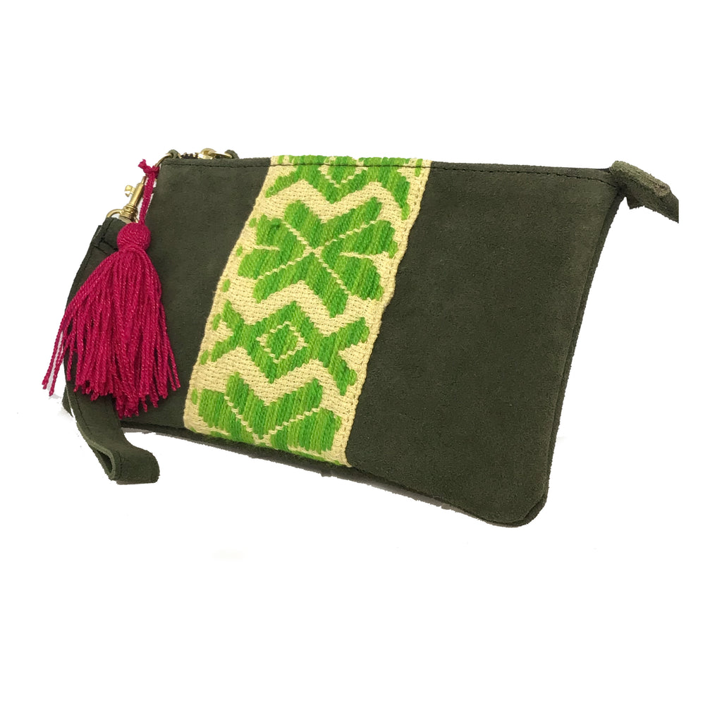 Muñequera Bordado a Mano "Erika" – Verde – Raízal