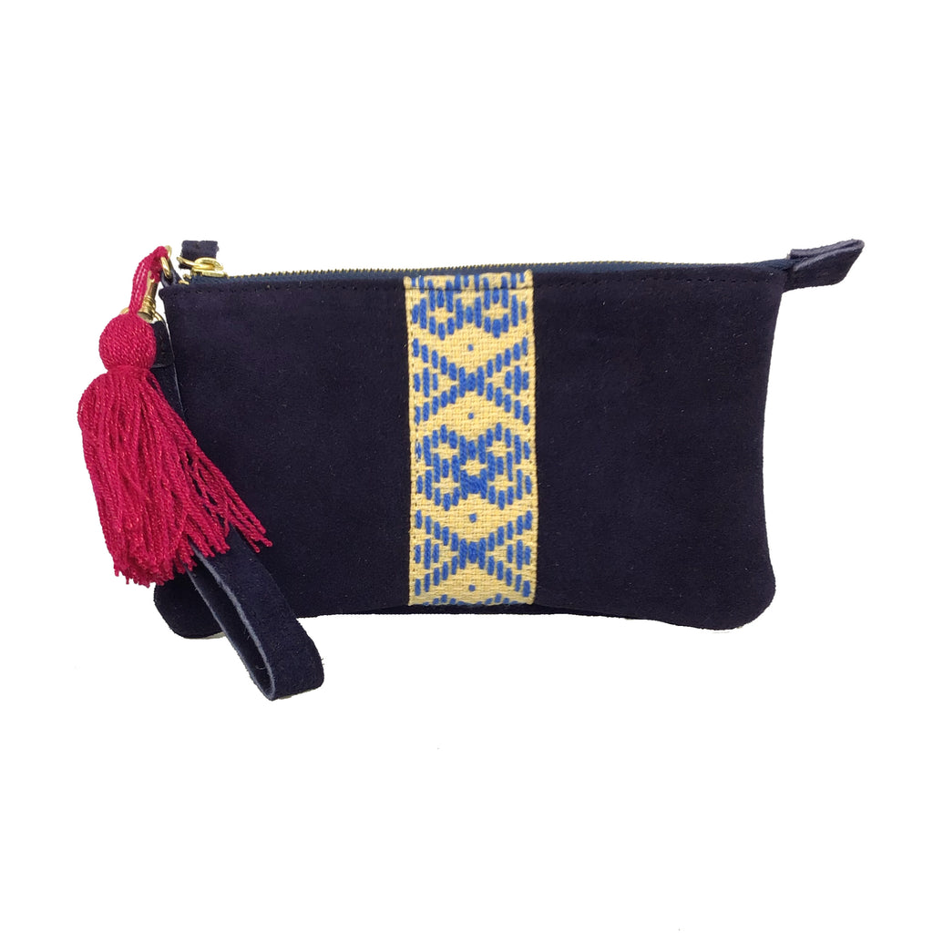 Muñequera Bordado a Mano "Erika" – Azul – Raízal