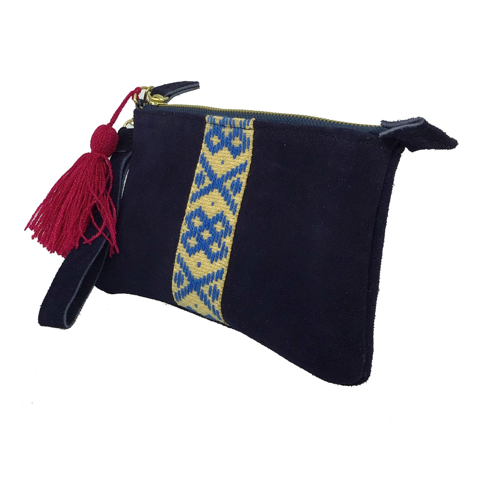 Muñequera Bordado a Mano "Erika" – Azul – Raízal